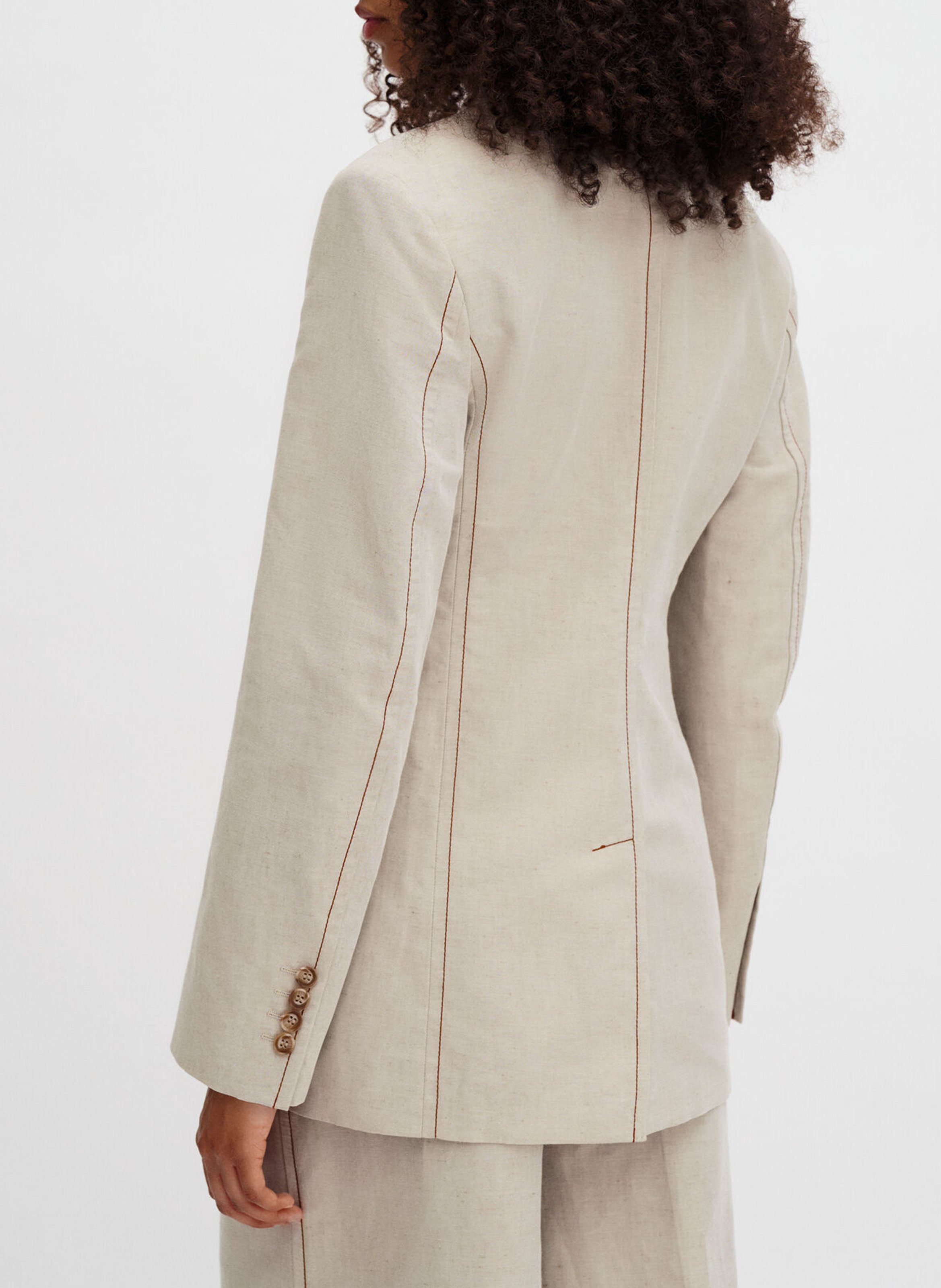 Veste tailleur droite à surpiqures FILIPPA K Beige