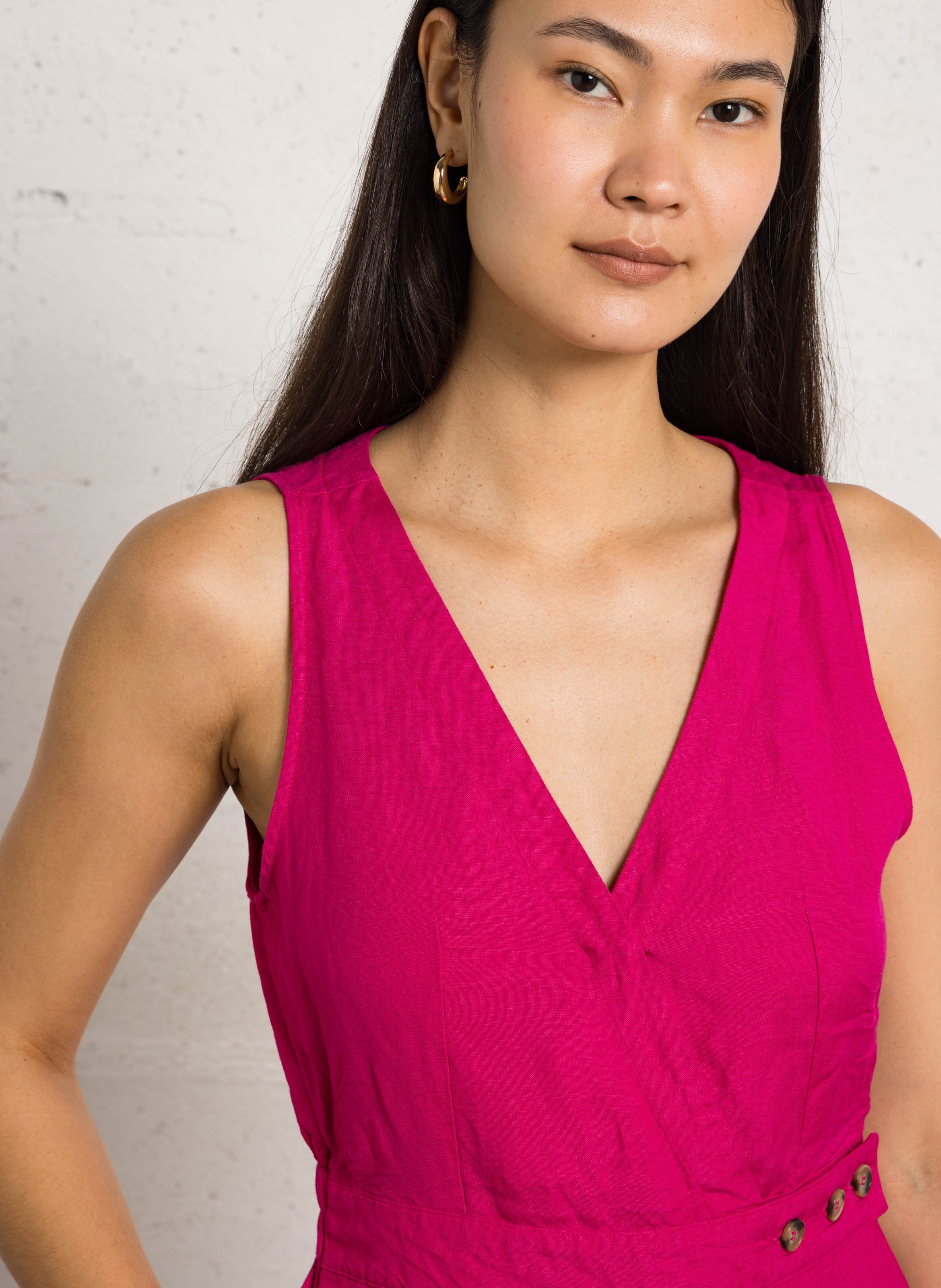 Combinaison col V en lin mélangé DES PETITS HAUTS Rose