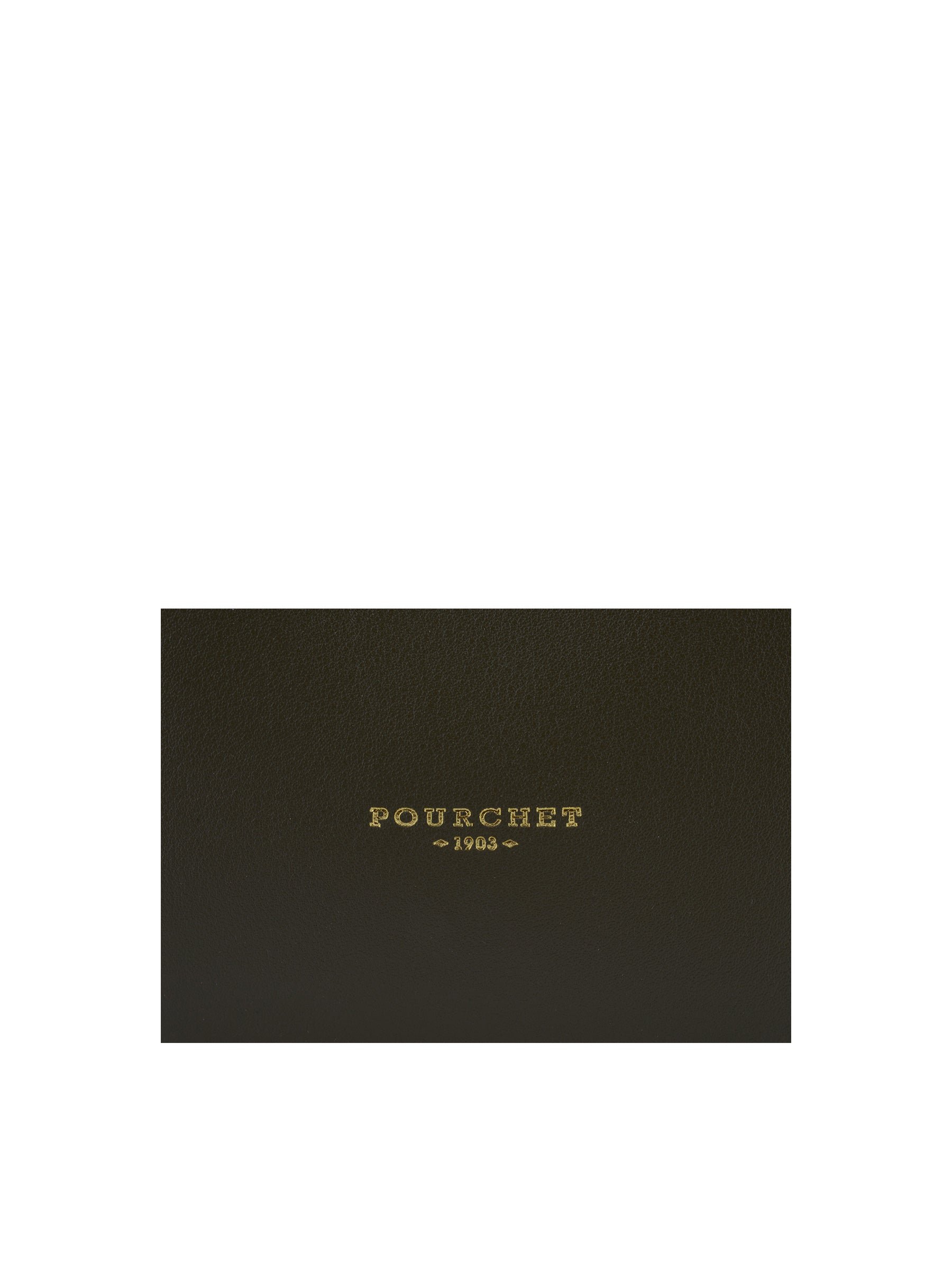 Sac porté épaule en cuir de vachette POURCHET Kaki