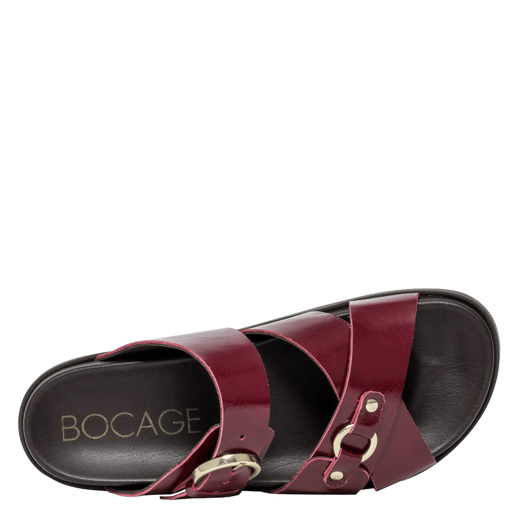 Avarca Berlin - Flache Ledersandalen mit Samt BOCAGE Pflaume