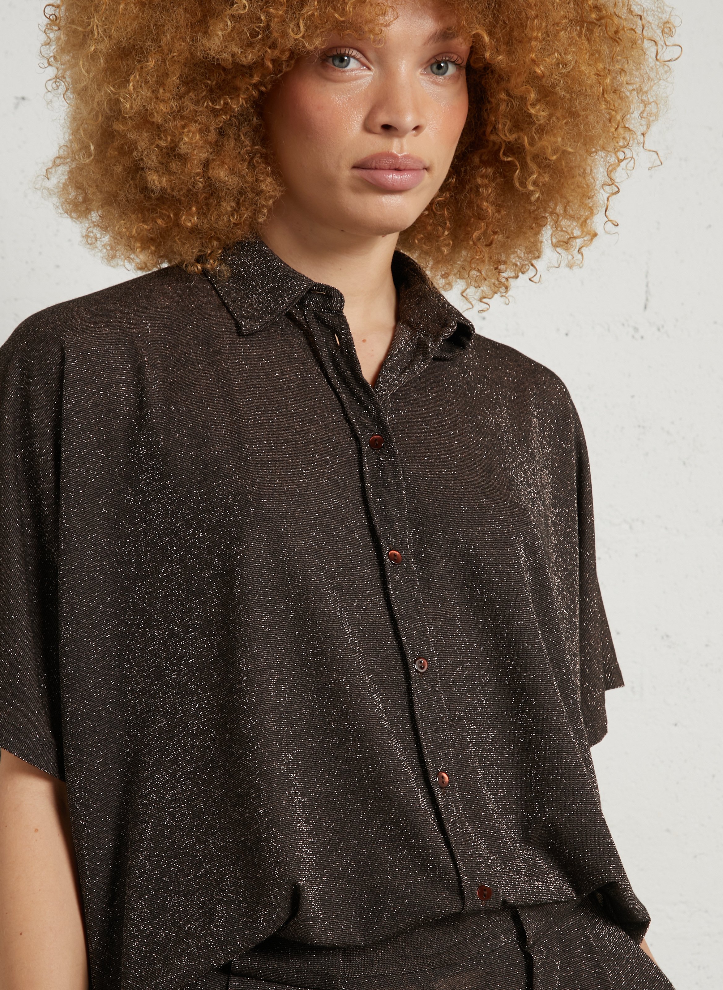 Oversized shirt with classic sequined collar MOMONI Plums
