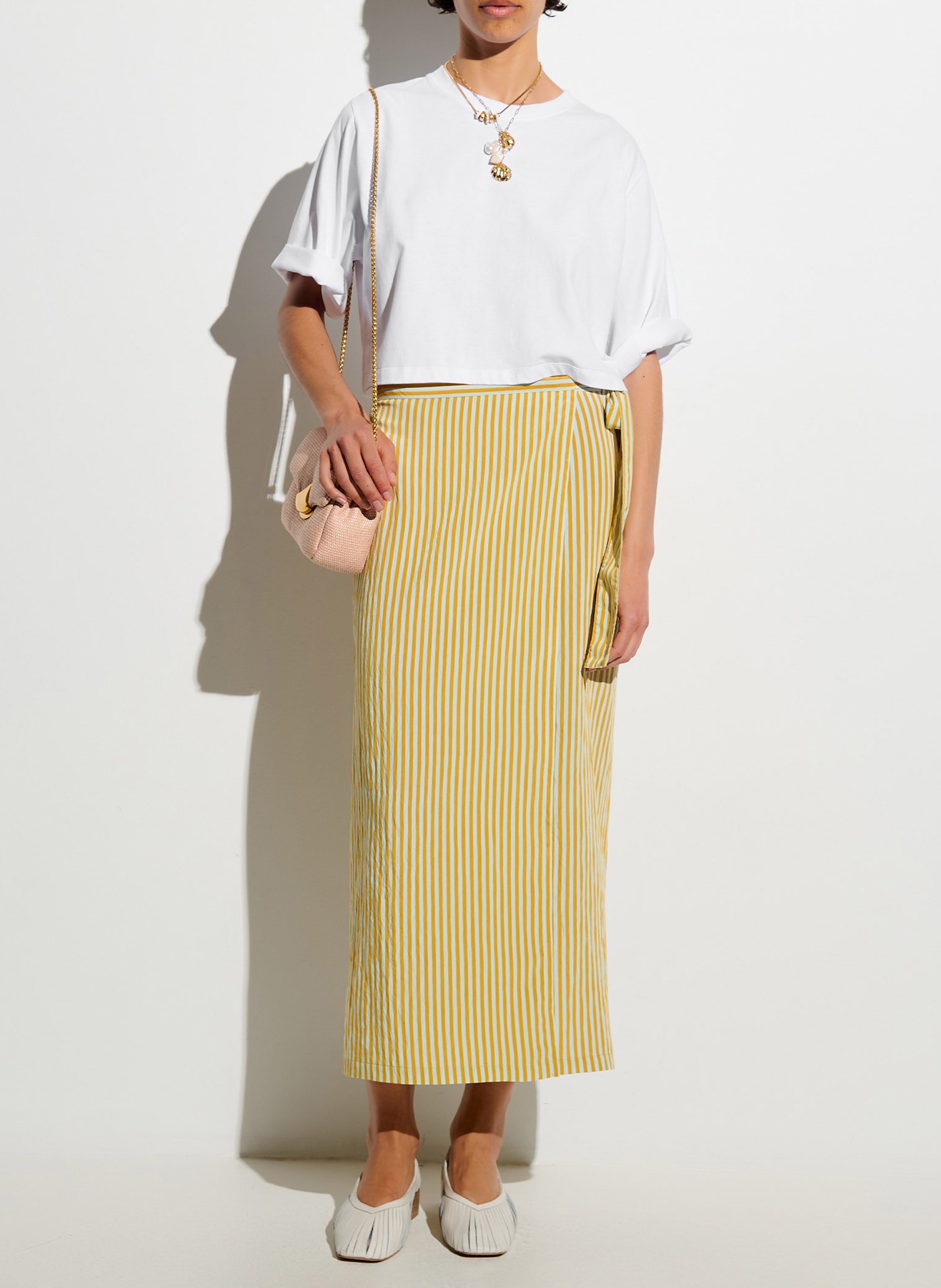 Jupe longue portefeuille rayée SESSUN Jaune