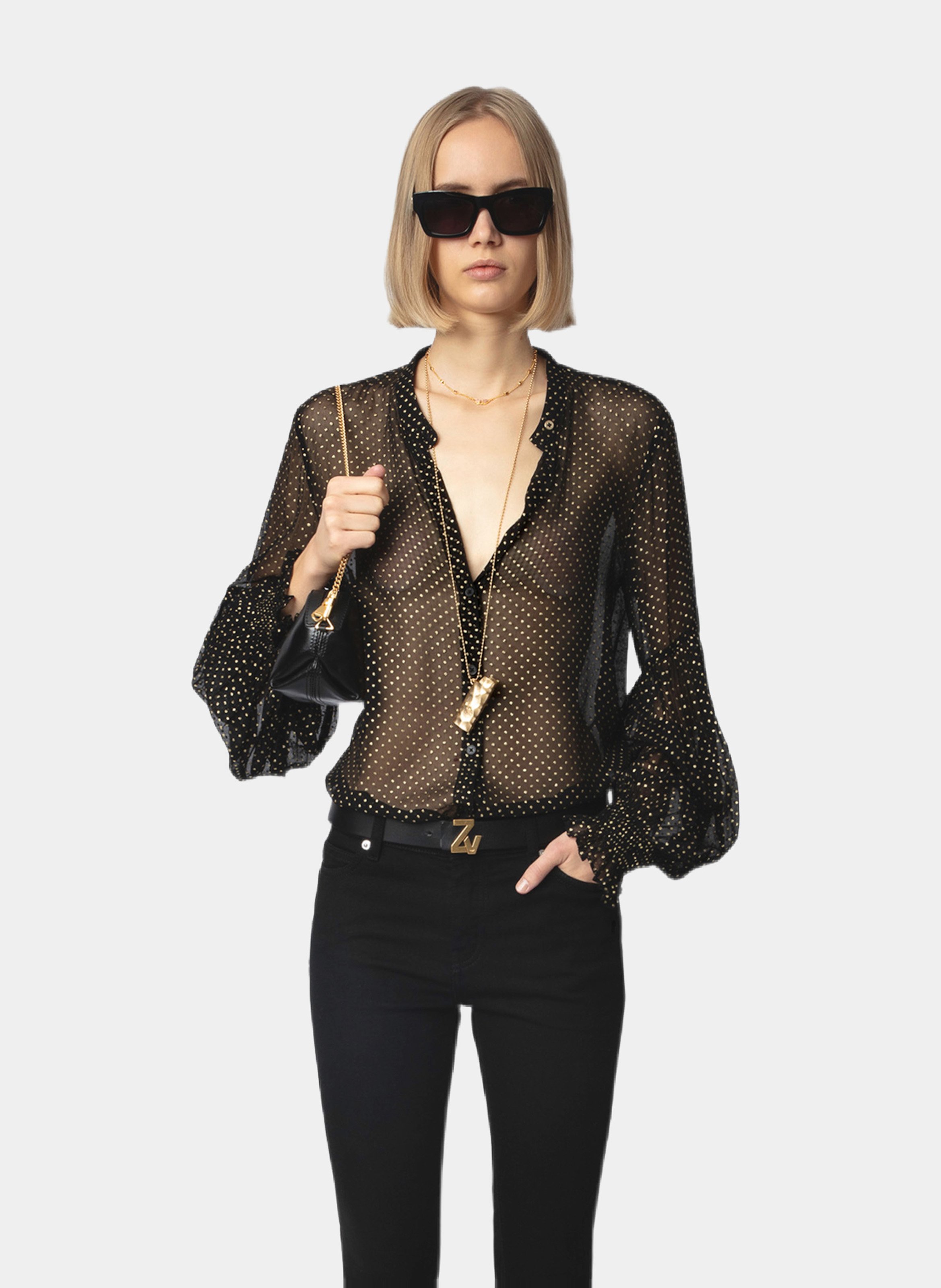 Chemise transparente à pois ZADIG&VOLTAIRE Noir