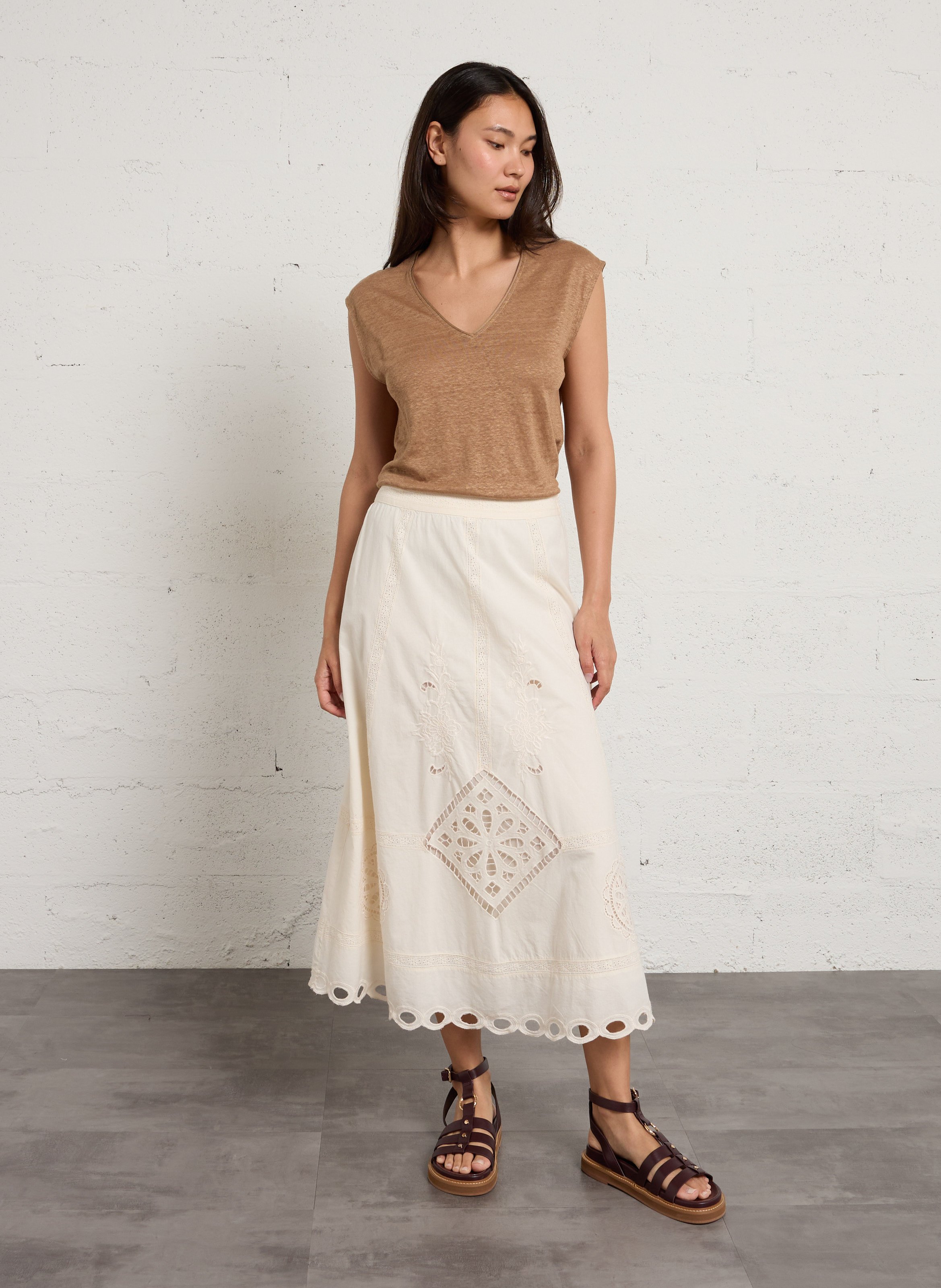 Katoenen midirok Anaïs SUD EXPRESS Beige