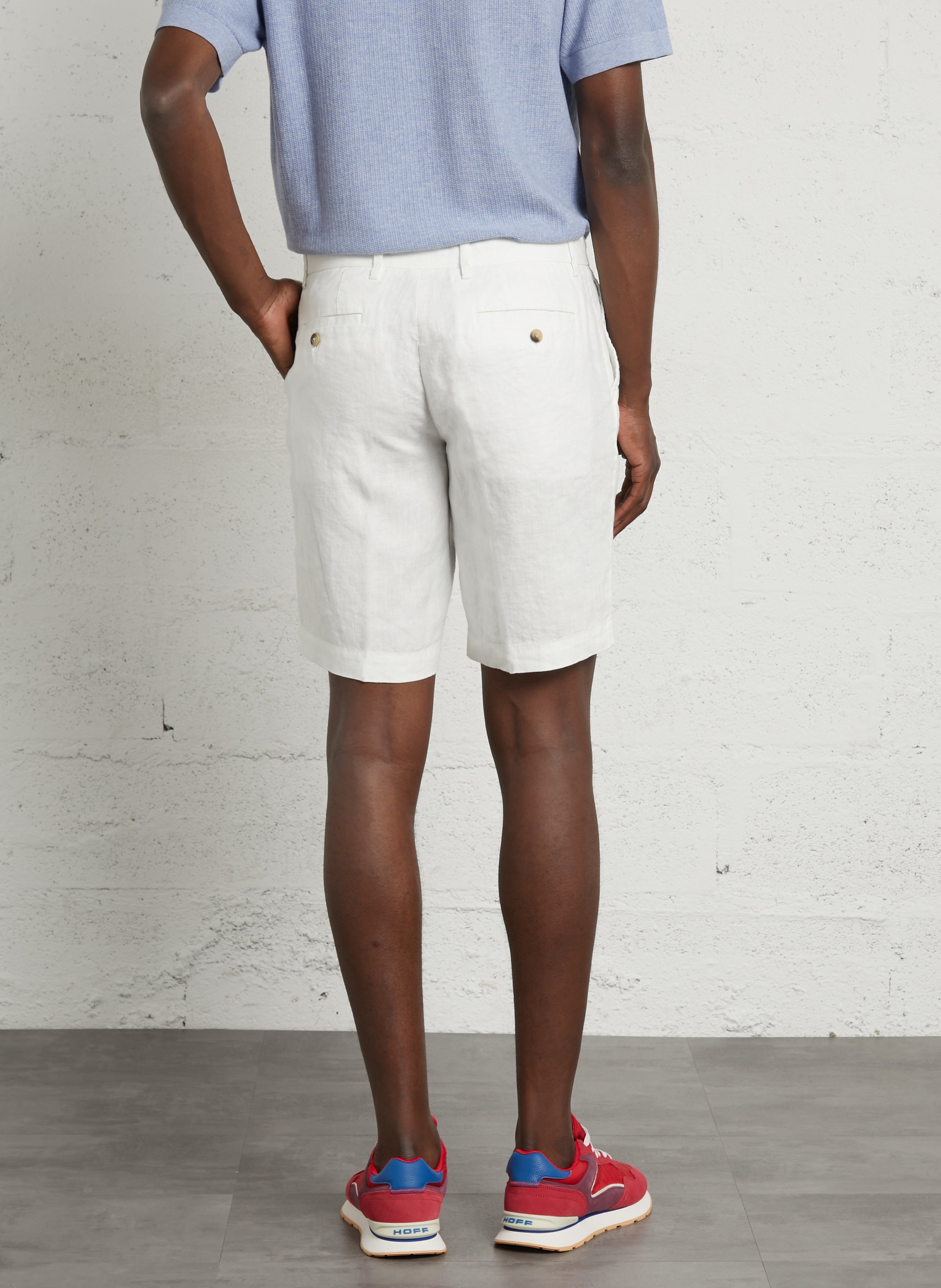 Short droit en lin HACKETT Blanc