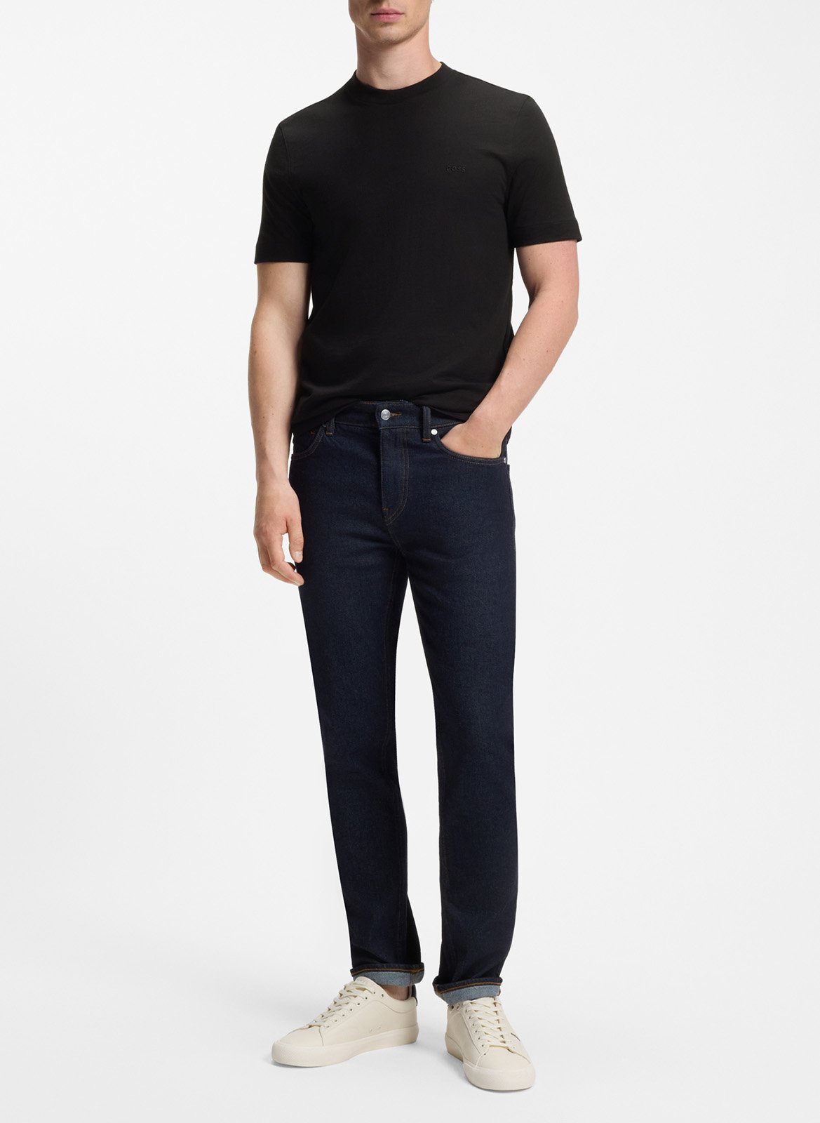 Tee-shirt col rond en coton BOSS Noir