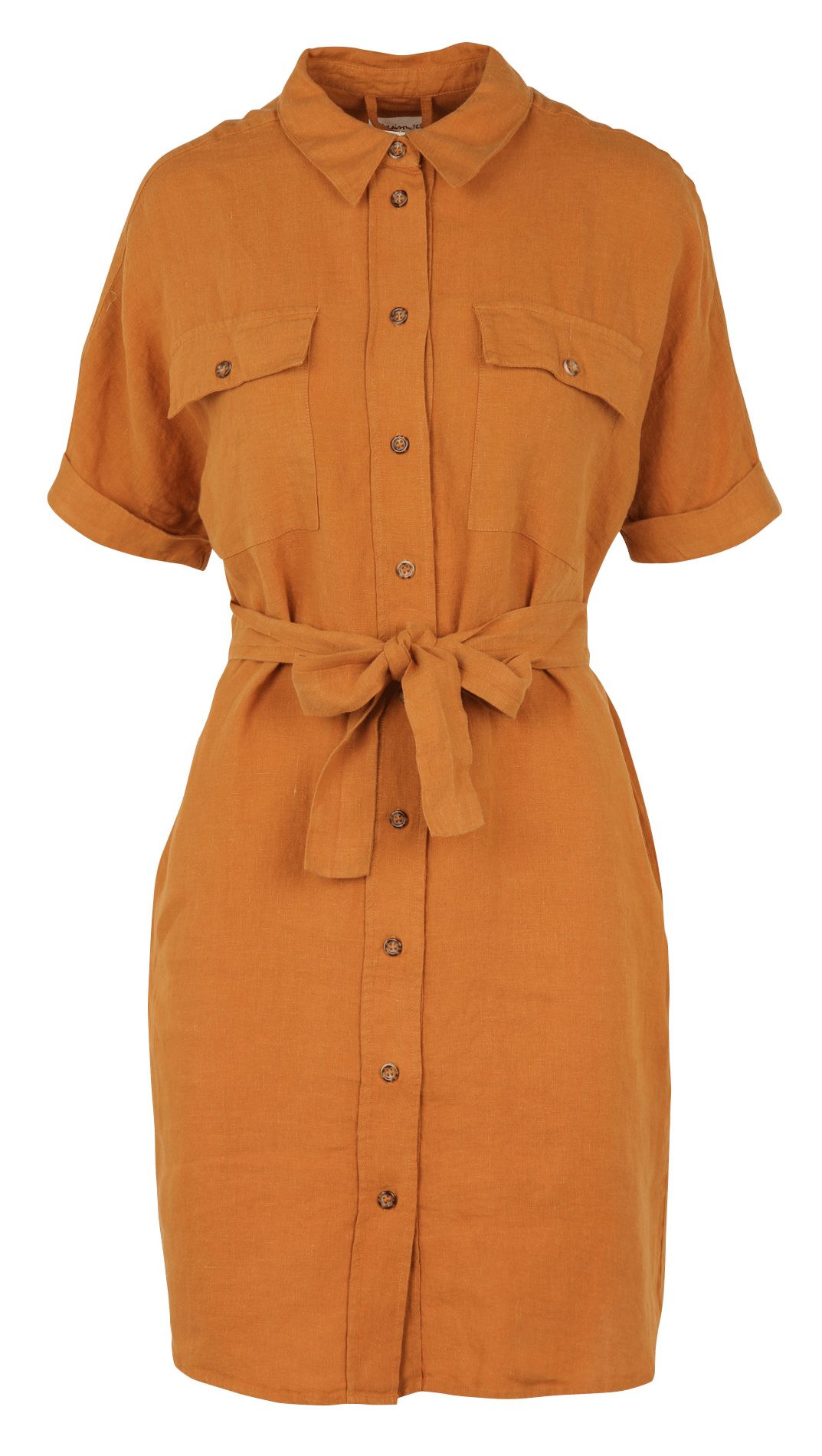 Linen shirt dress with classic collar MAISON 123 Golden