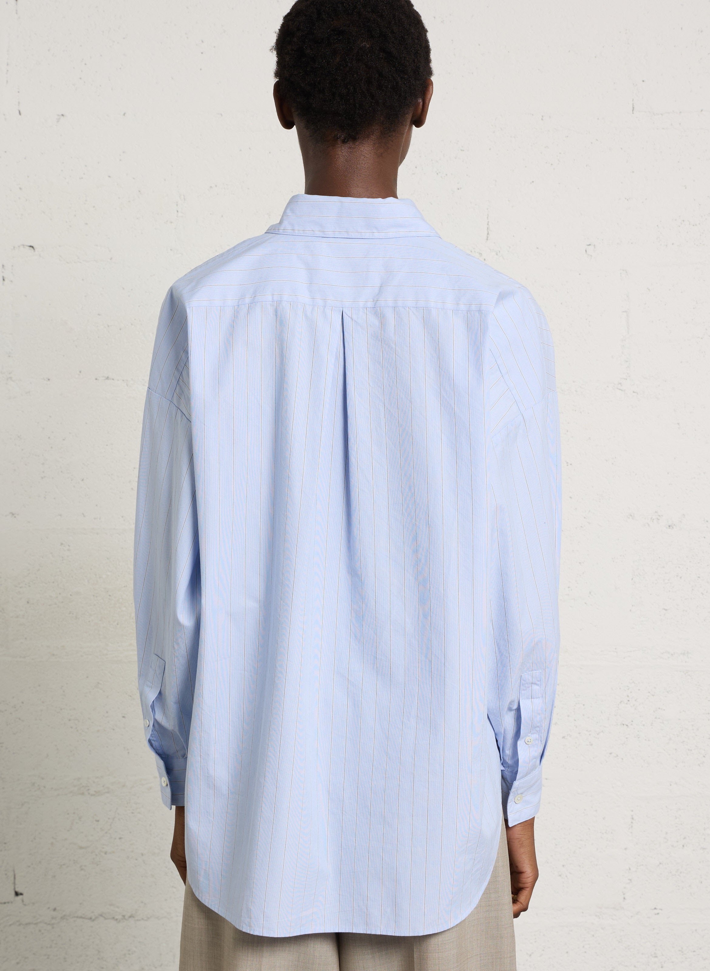 Chemise rayée en popeline de coton BELLEROSE Bleu
