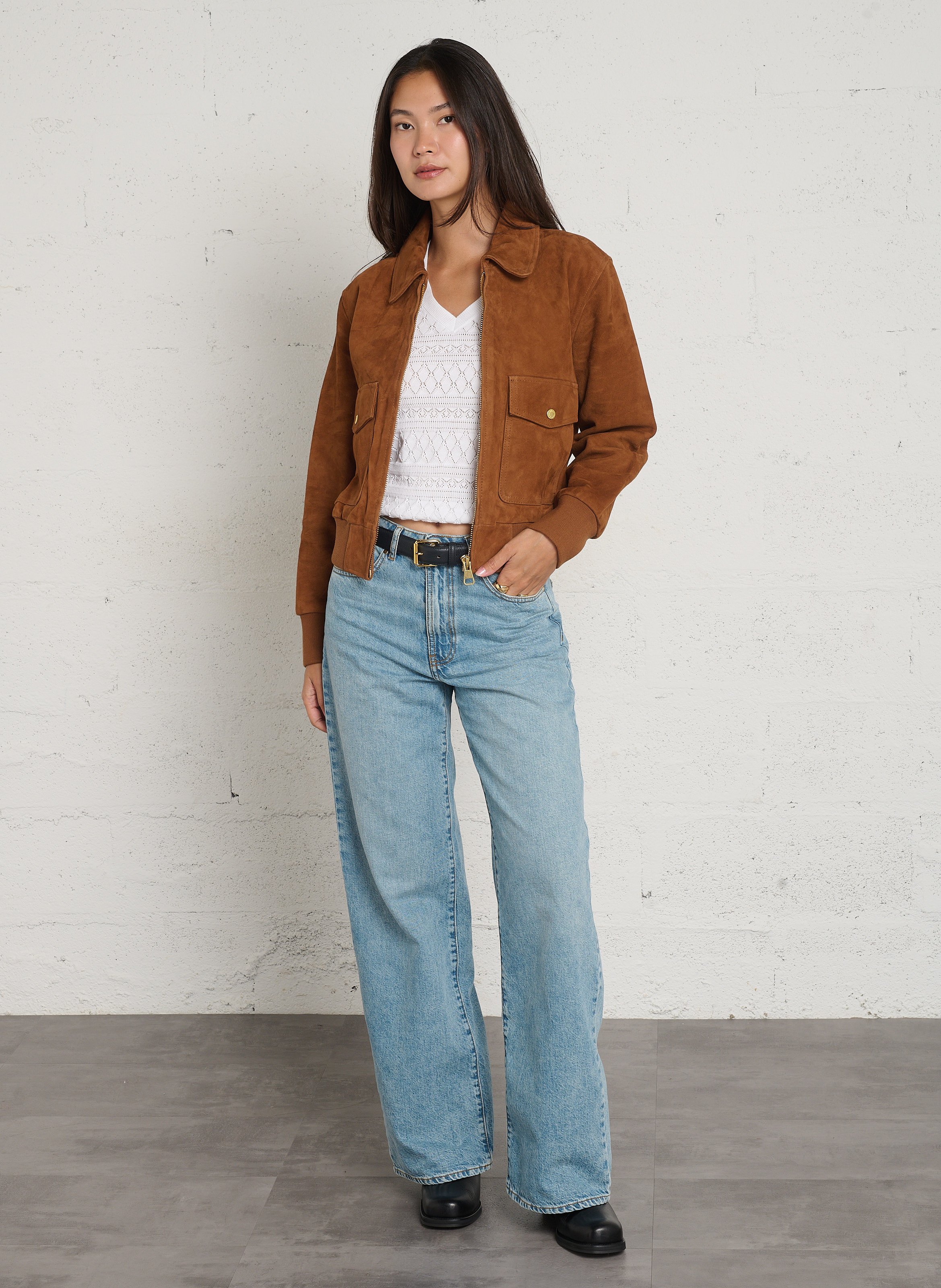 Weit ausgestellte Baumwollhose DES PETITS HAUTS Blau
