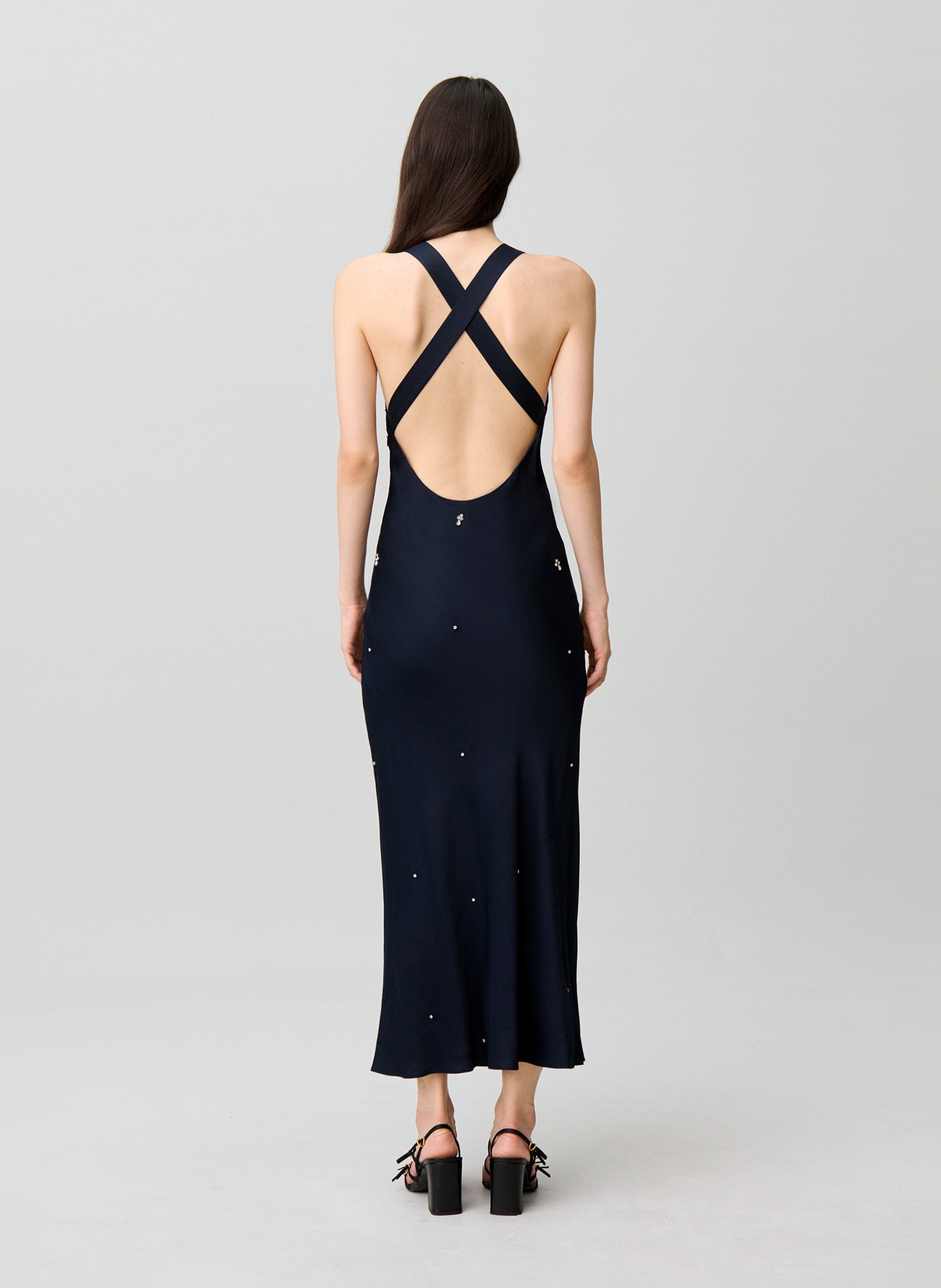 Robe longue droite à strass CLAUDIE PIERLOT Bleu