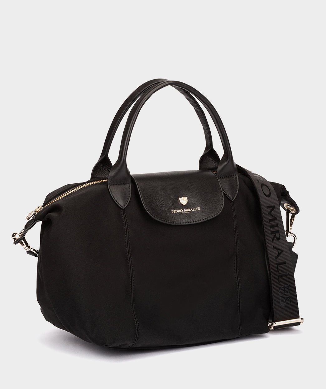 Leather and fabric crossbody bag PEDRO MIRALLES Black