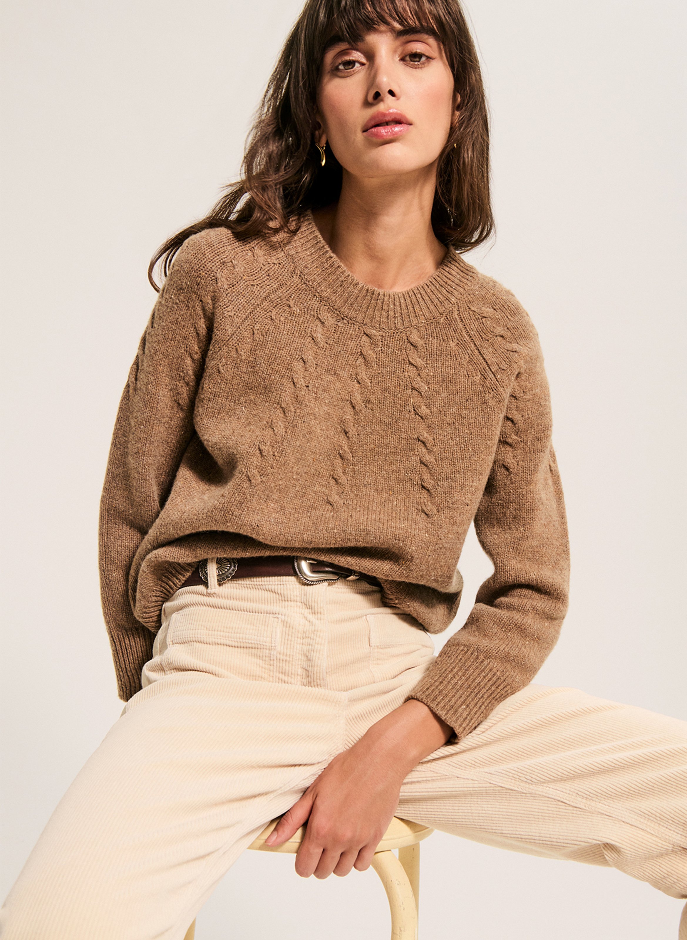 Gerade geschnittener Wollpullover PABLO Braun