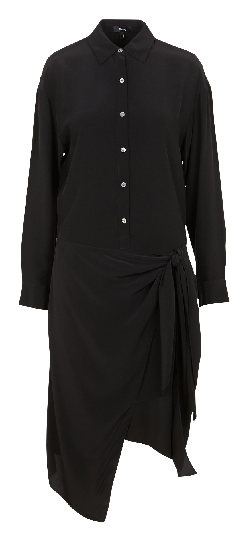 Uitlopende jurk met klassieke kraag THEORY Zwart