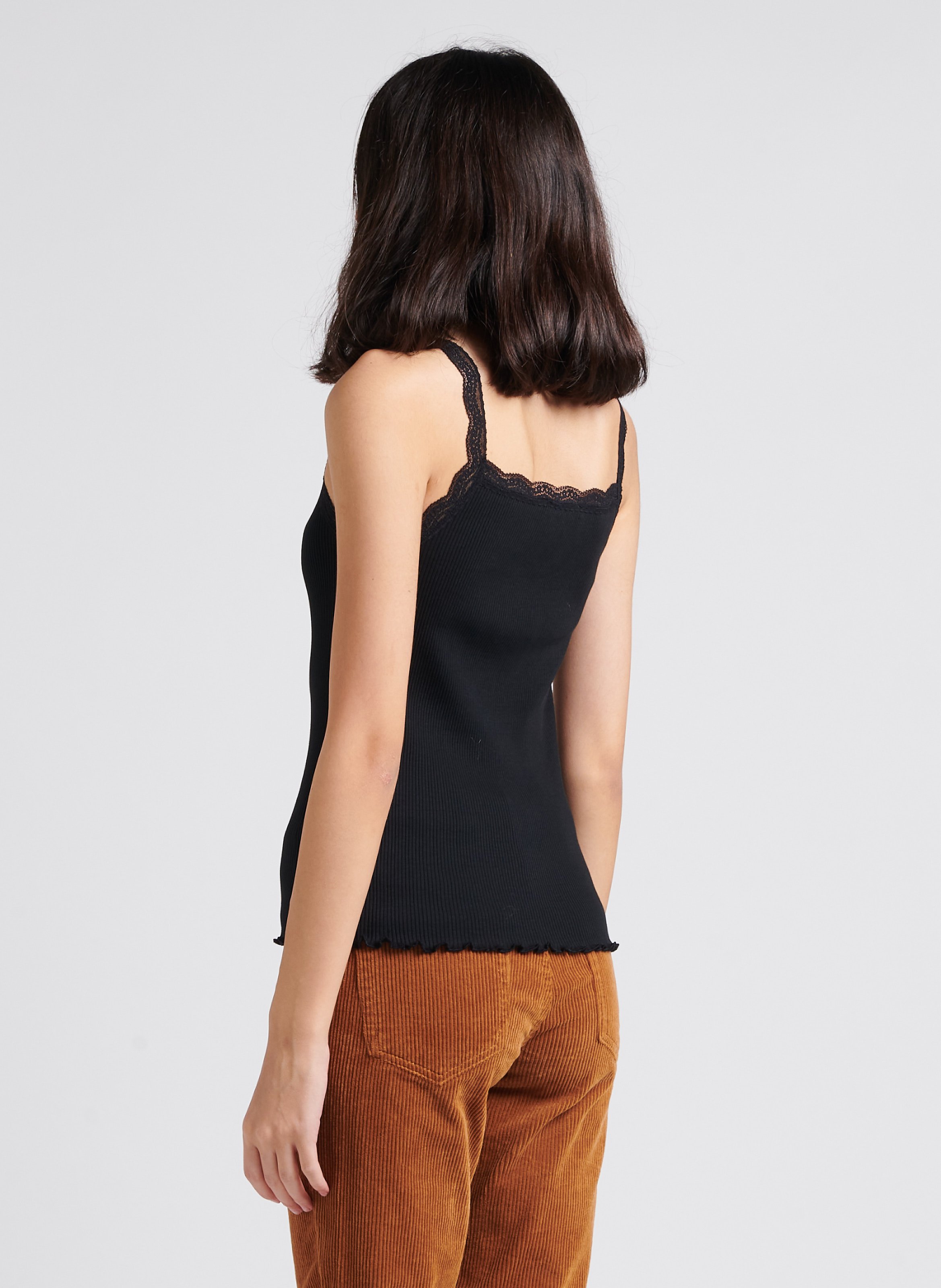 Square-neck cotton tank top MAISON 123 Black