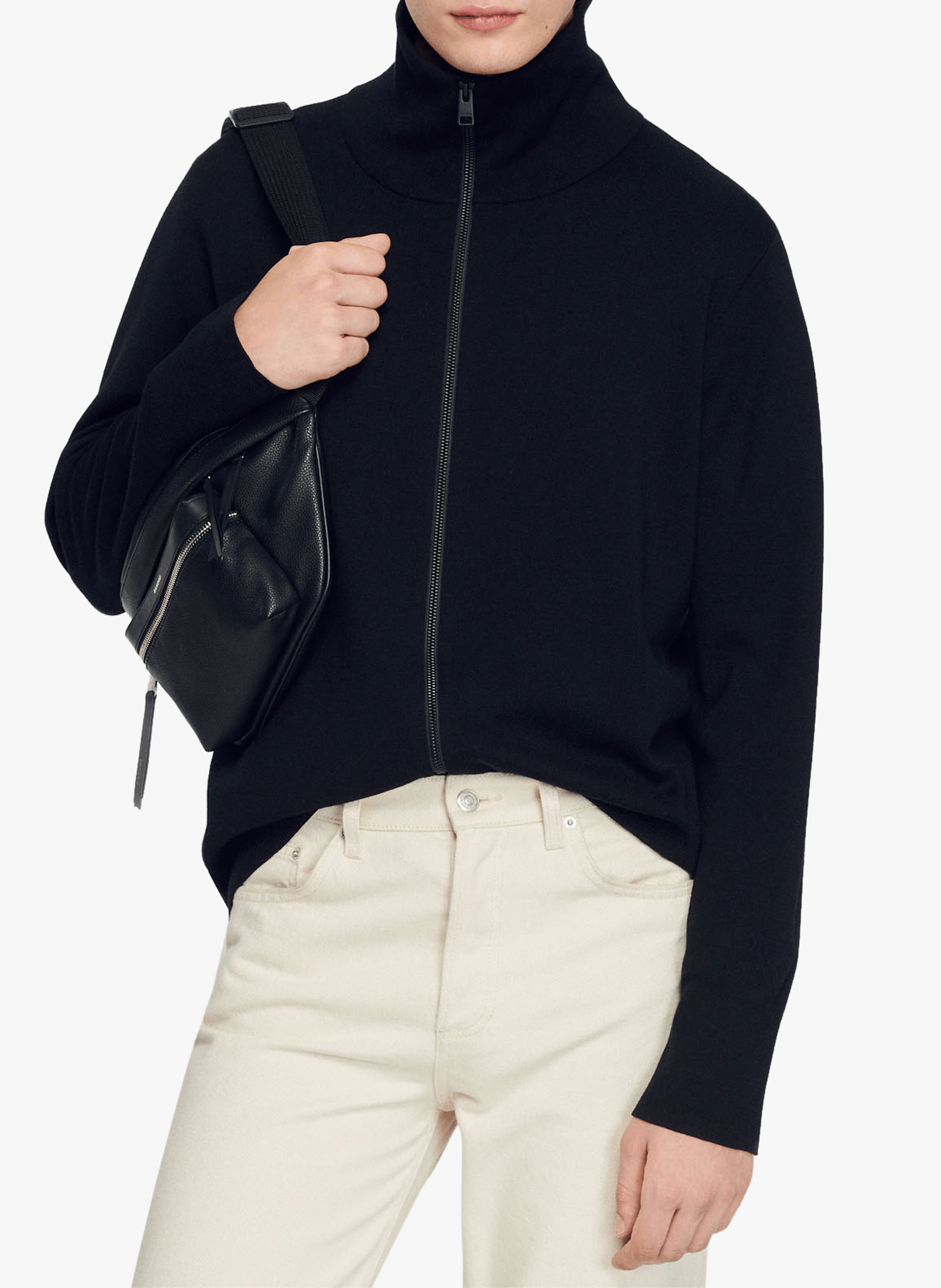 Gilet zippé en laine mélangée SANDRO