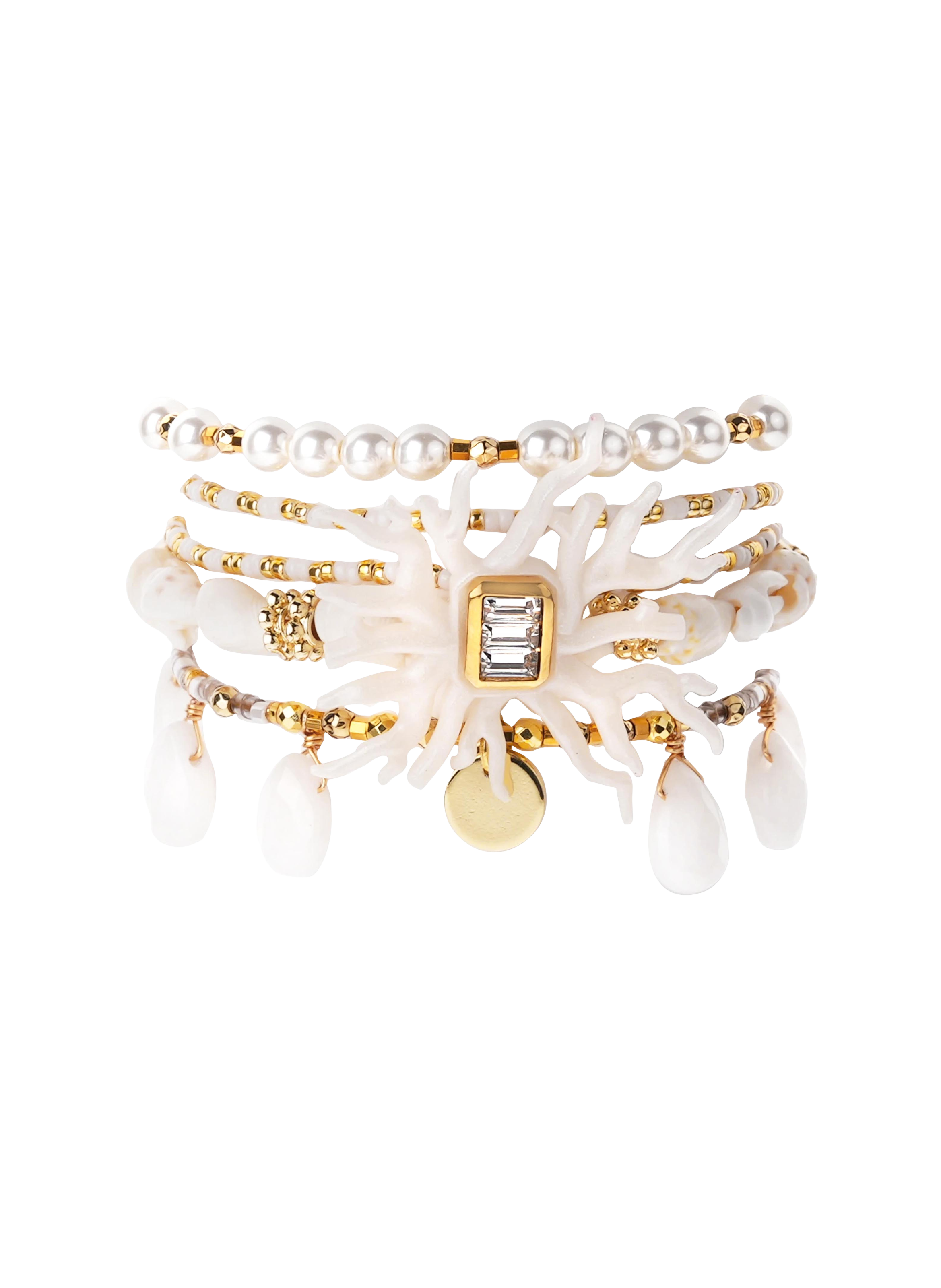 Multilink cuff bracelet with magnetic clasp HIPANEMA White