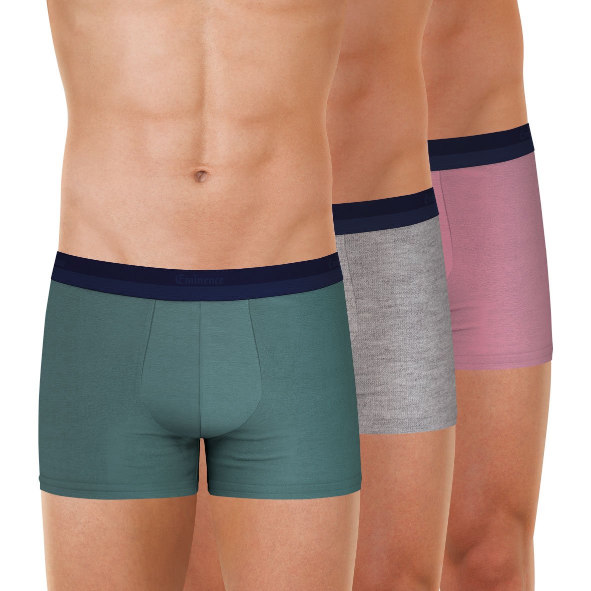 Trunks, pack of 3, studio  Bleu-gris-rose