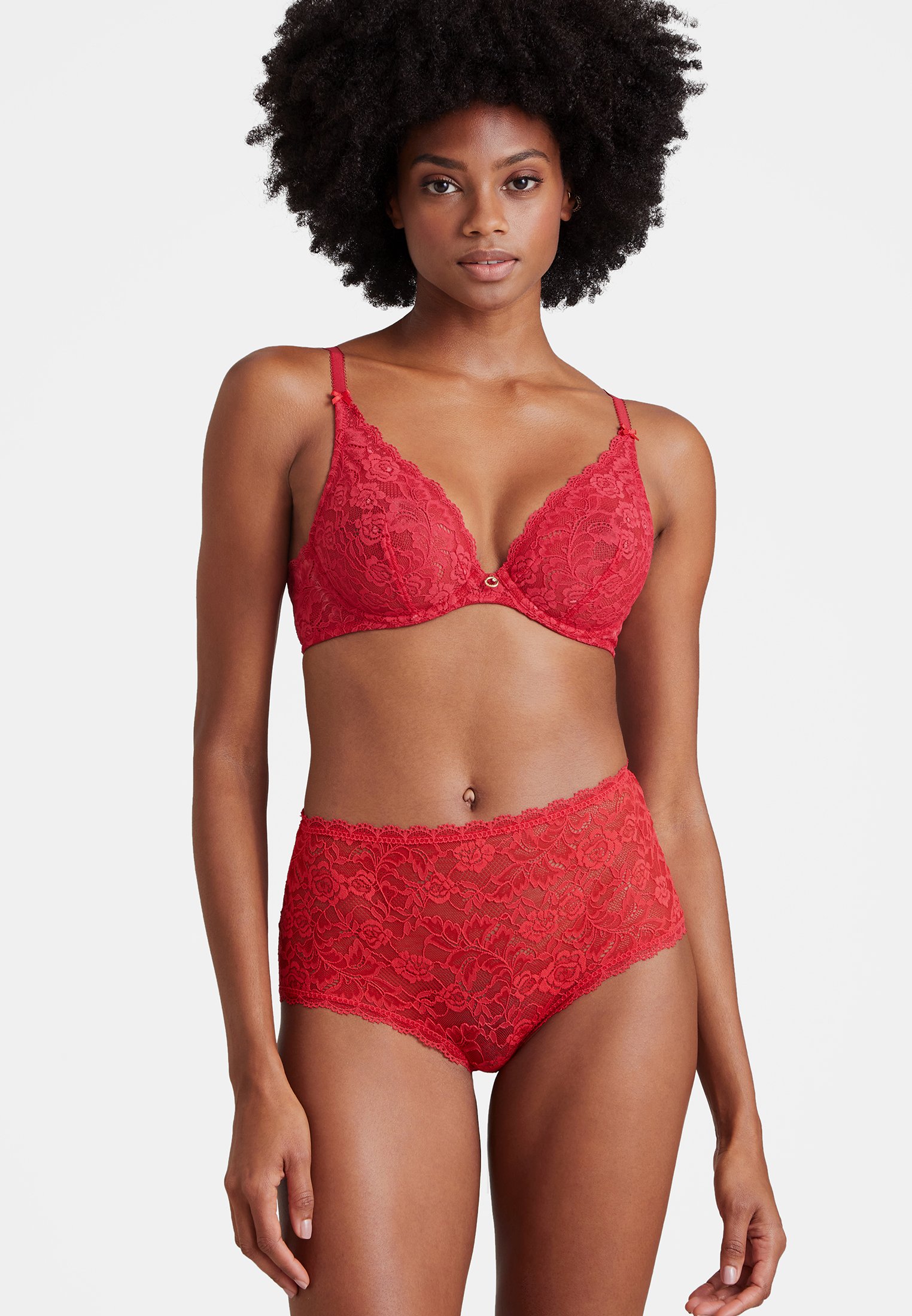 High-waisted lace panties AUBADE Red