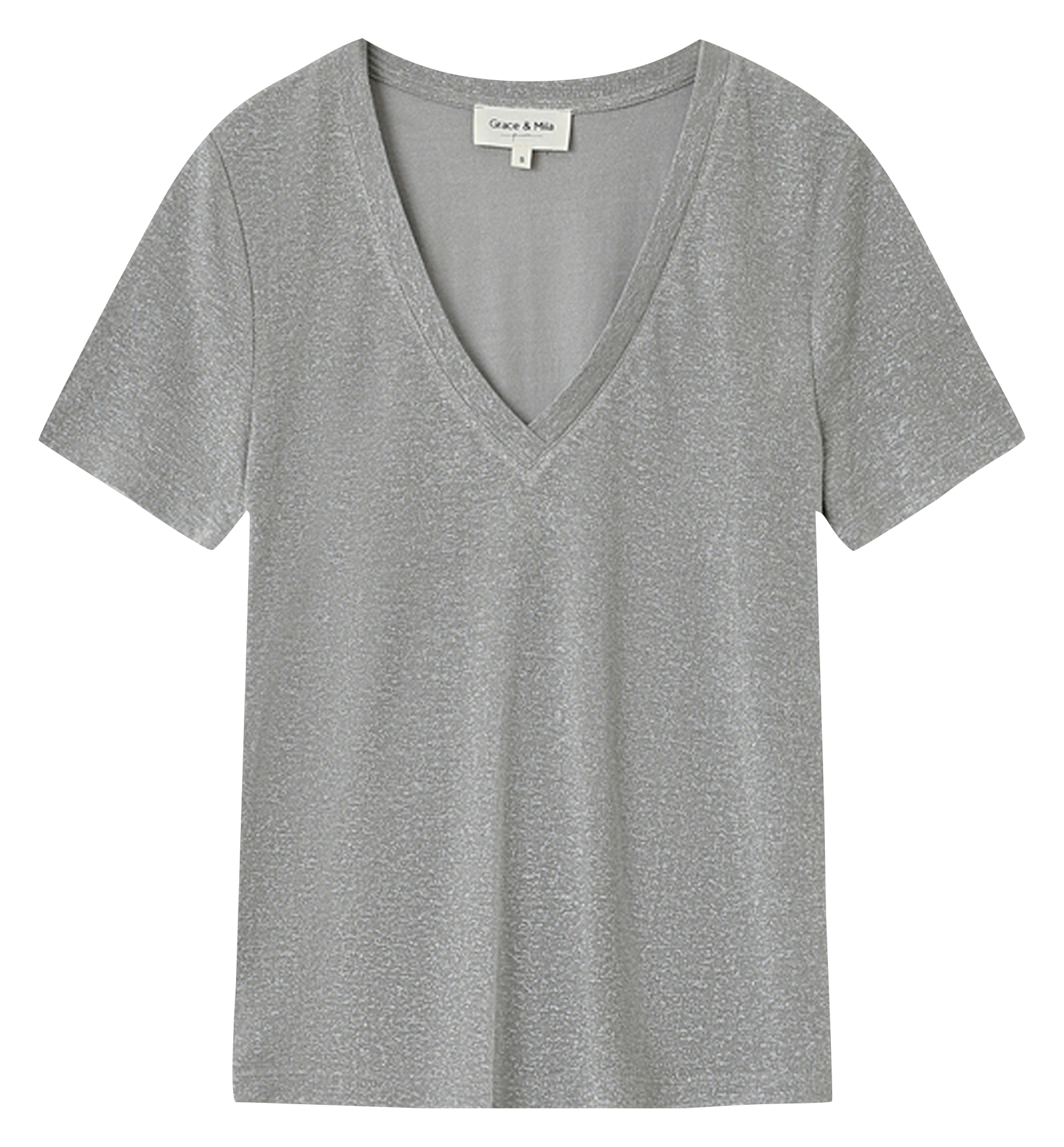 Crepe V-neck top GRACE ET MILA Silver