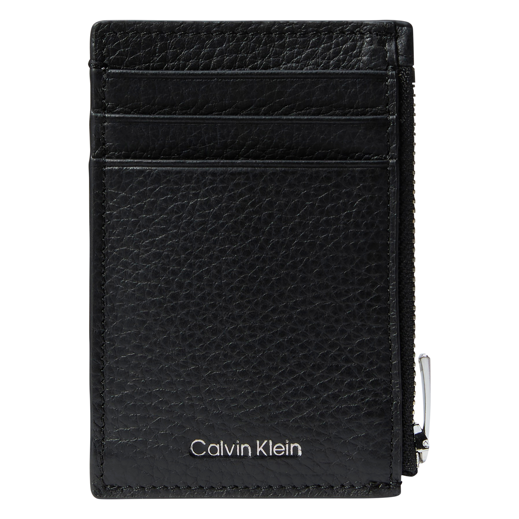 Zippered grained leather wallet CALVIN KLEIN Black