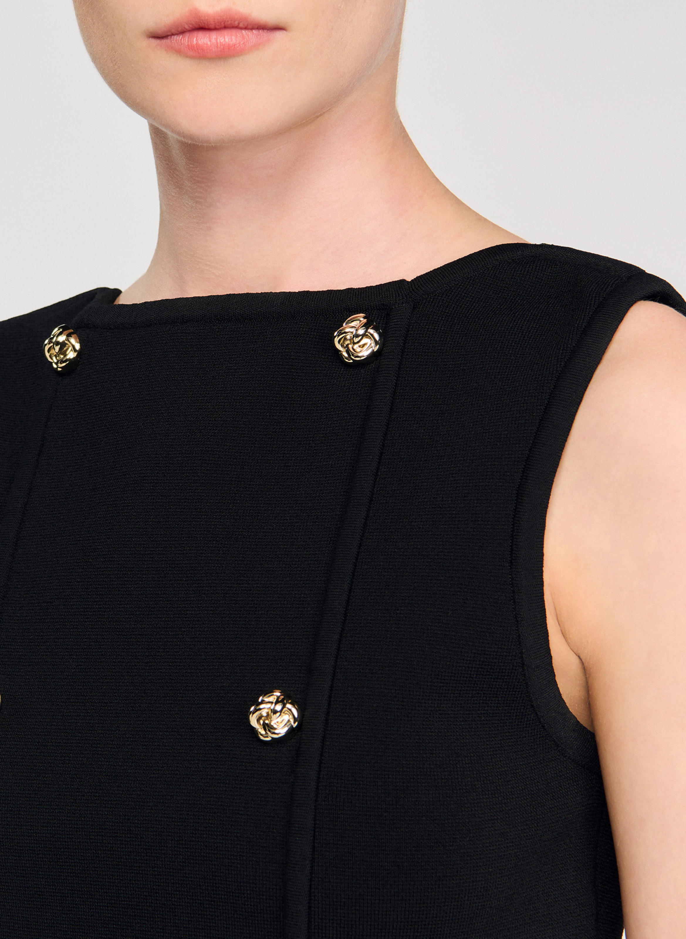 Pull col bateau en maille SANDRO Noir