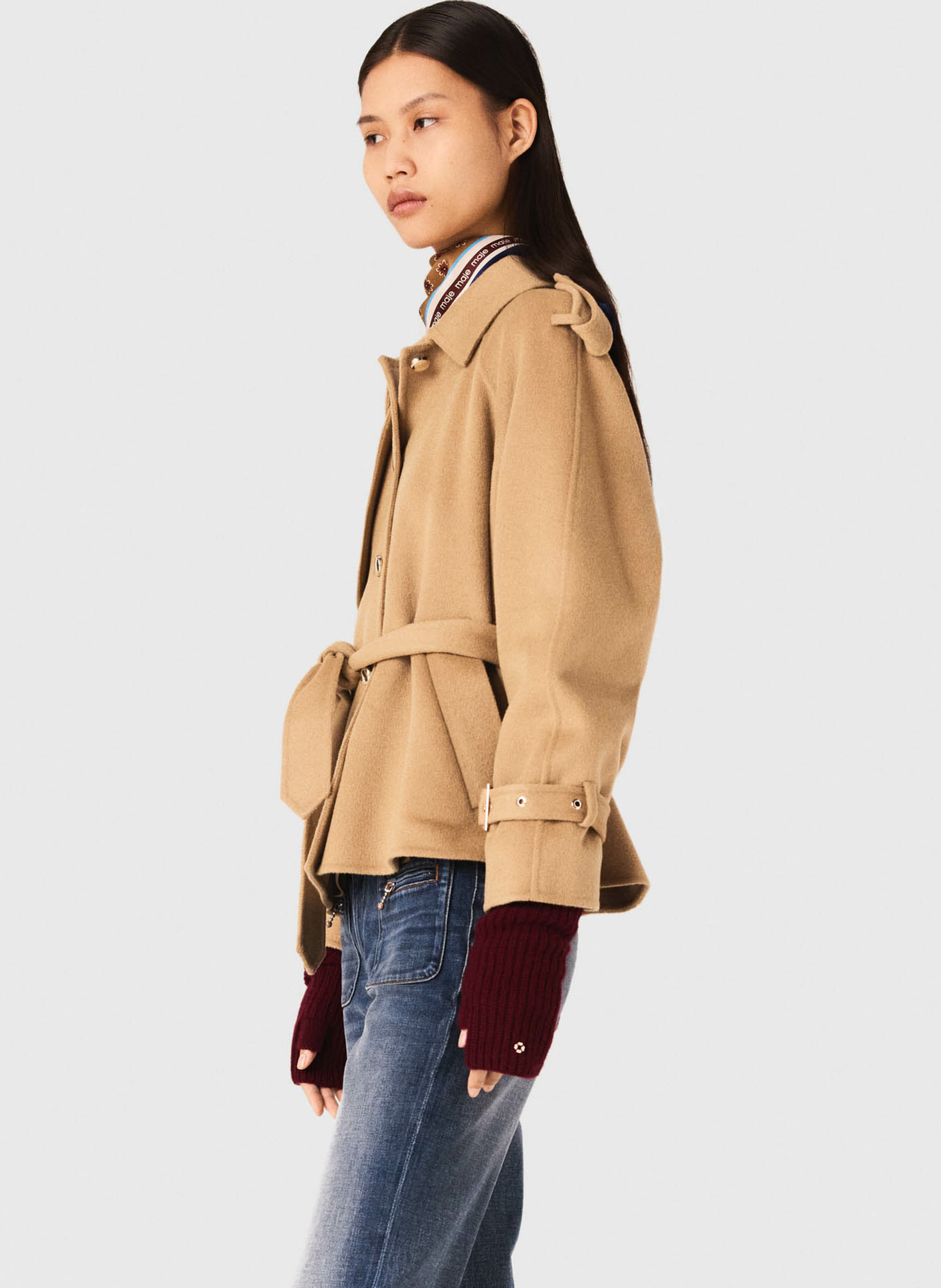 Klassischer Wollmix-Trenchcoat MAJE Braun