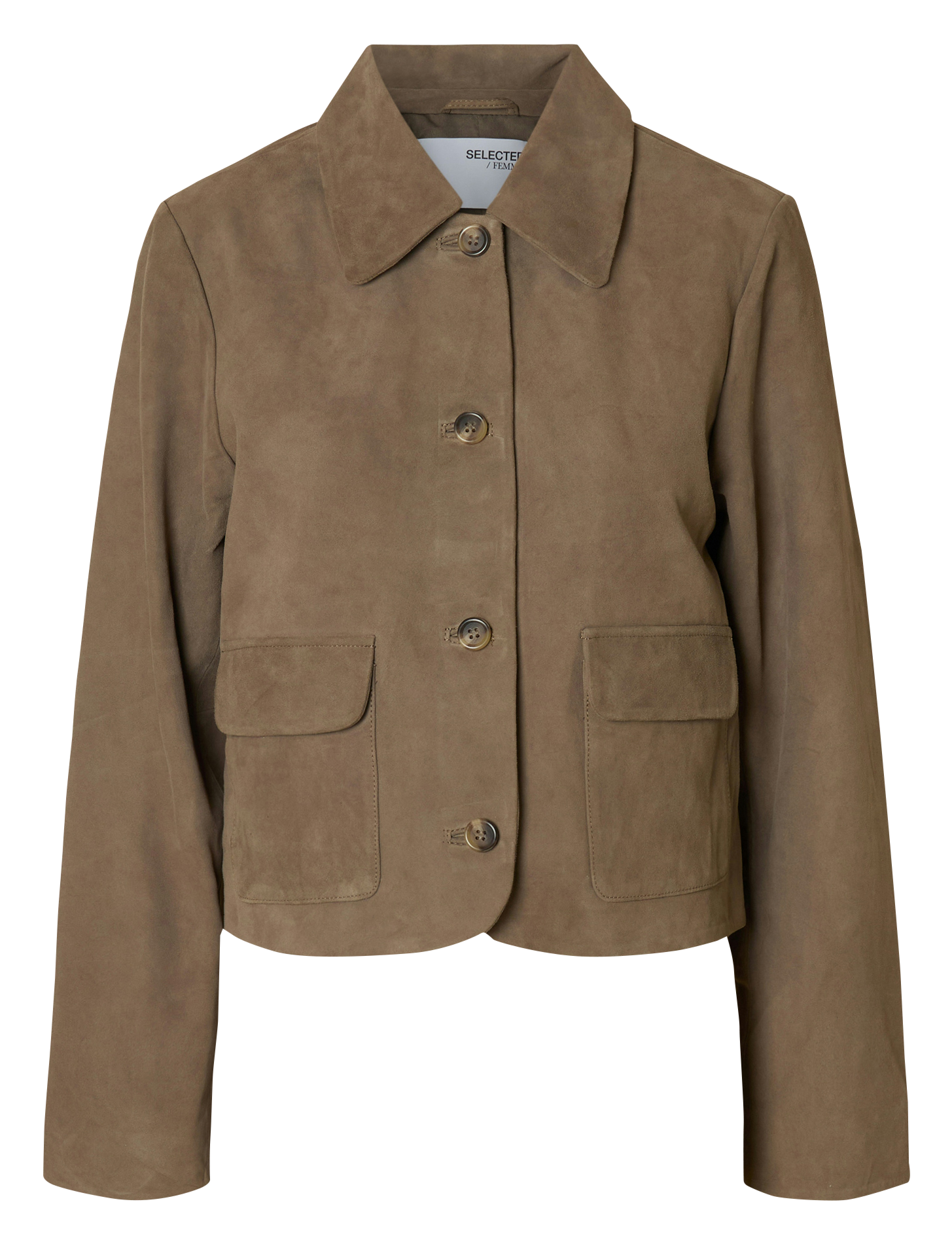 Lambskin leather jacket with classic collar SELECTED Grey