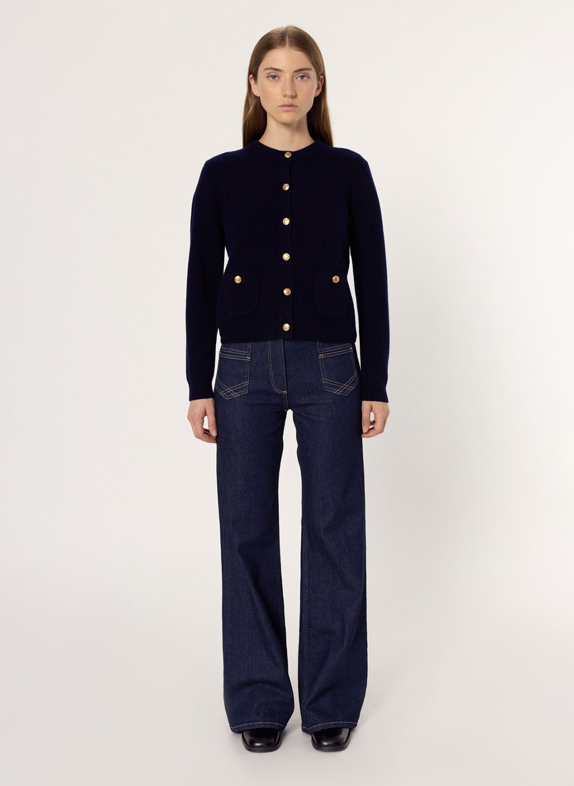 Gilet col rond en laine GERARD DAREL Bleu