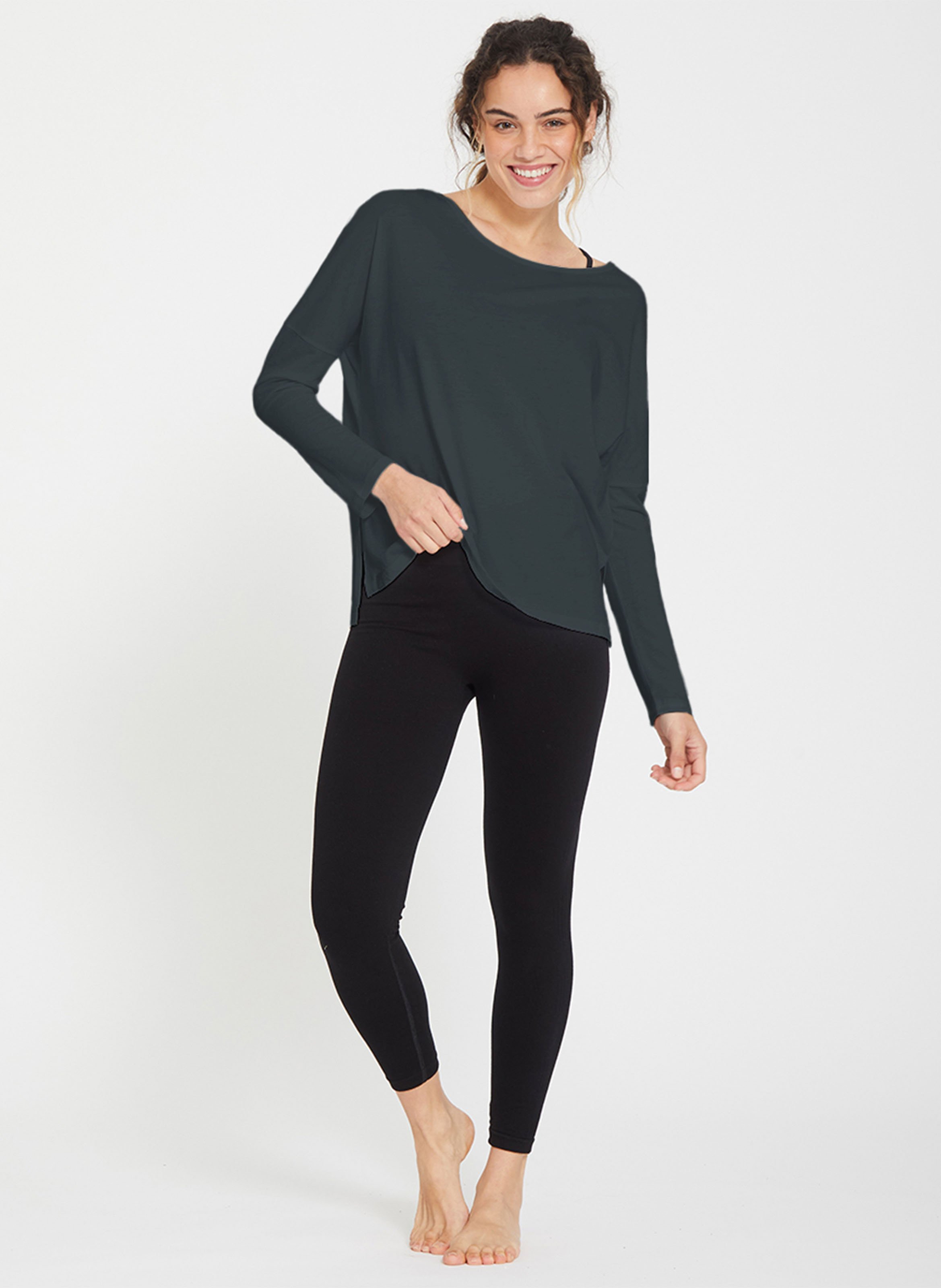 Tee-shirt ample manches longues uni YOGA SEARCHER Vert