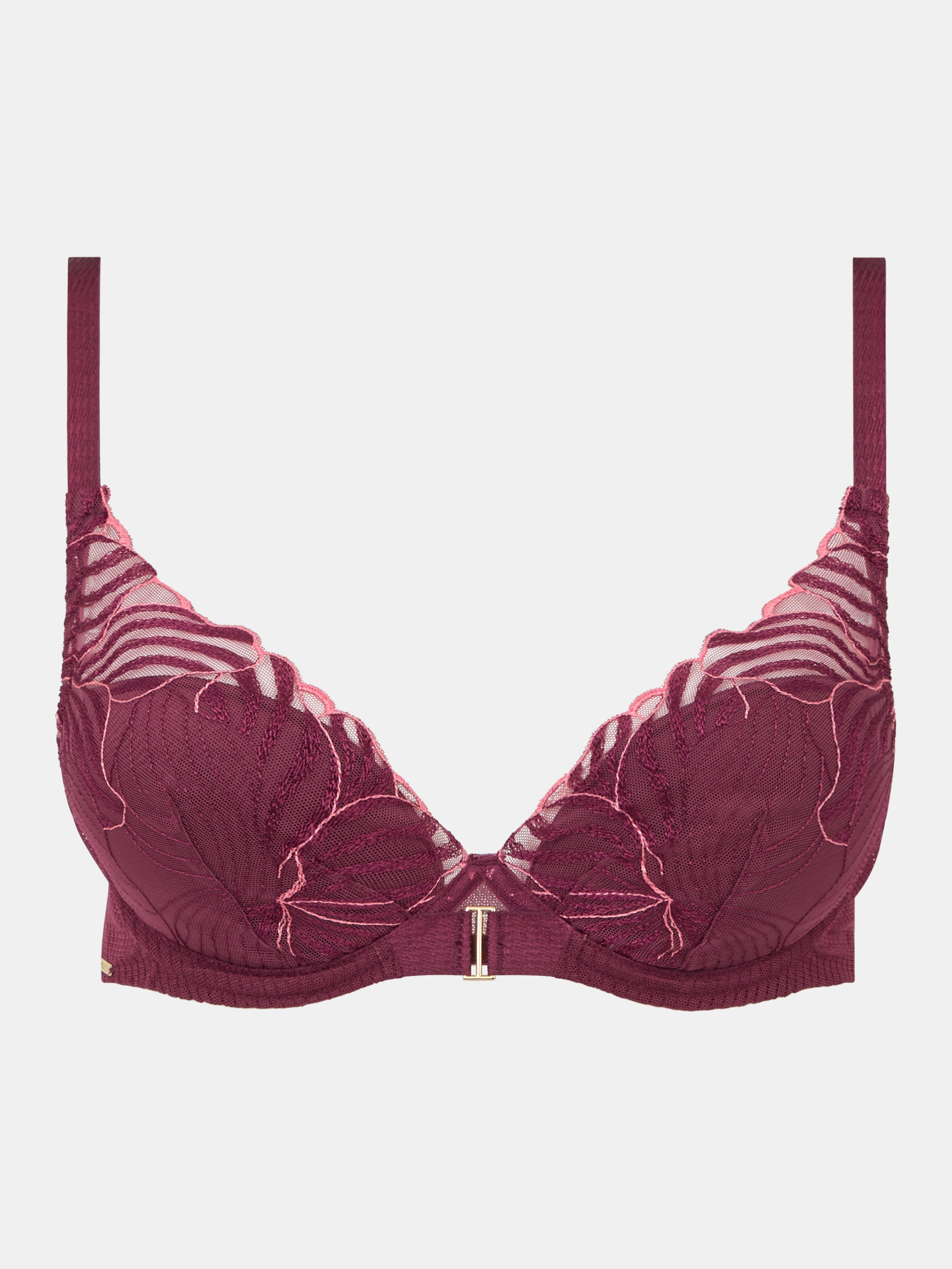 Plunging padded bra with embroidery CHANTELLE Multicolored