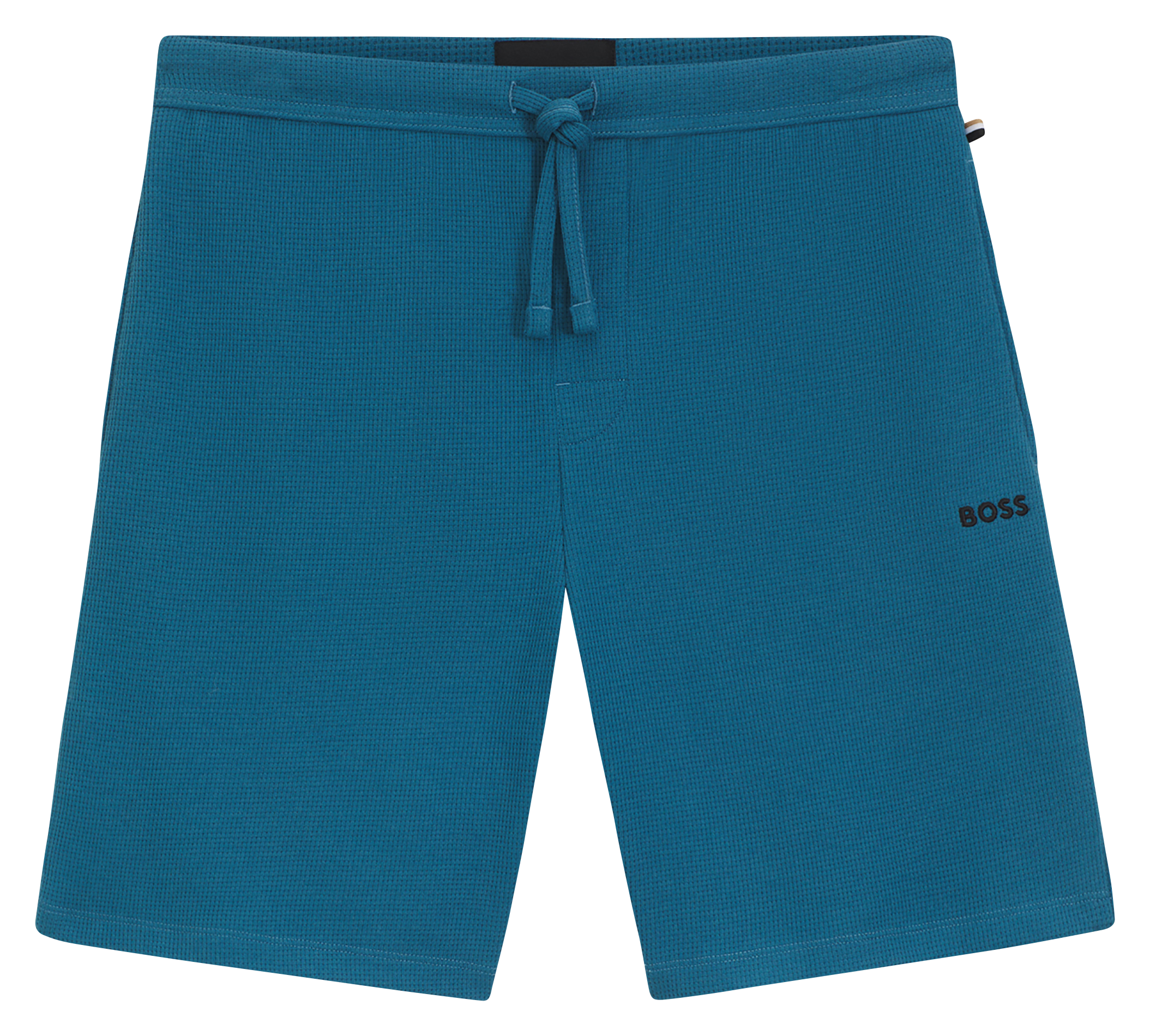 Straight waffle-textured shorts with embroidered logo BOSS Blue