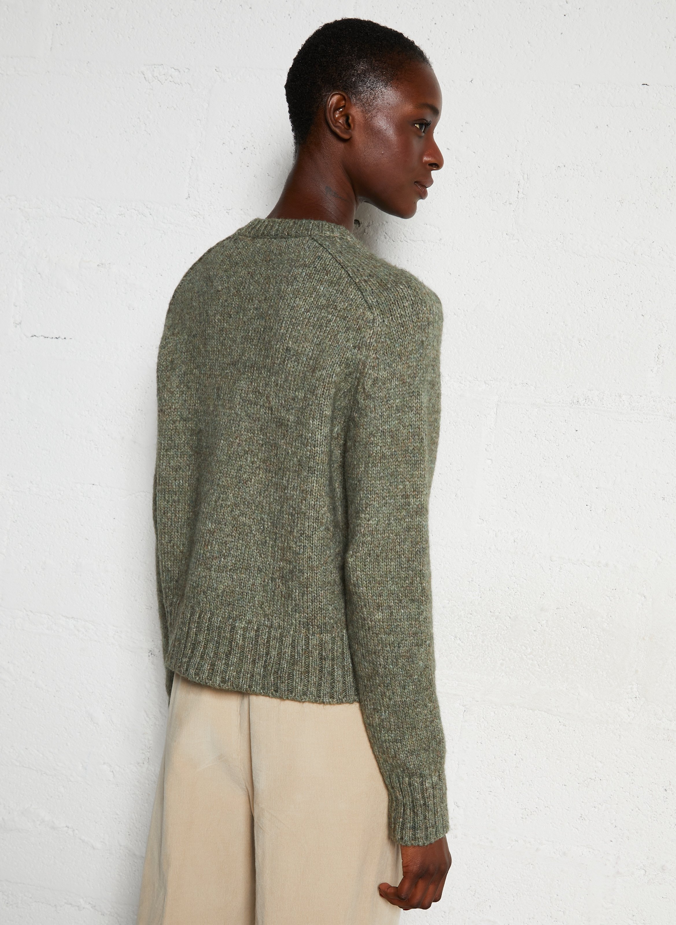 Pull droit col rond en maille MASSCOB Vert