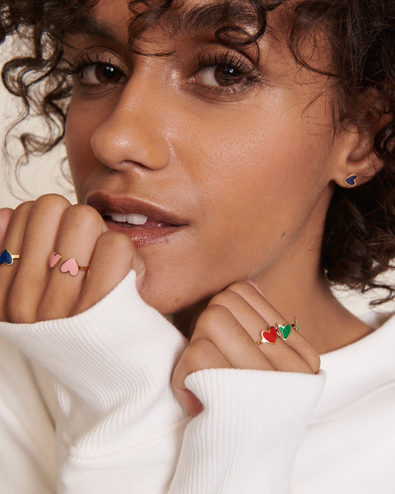 The ring with two colored hearts EMOI EMOI Red