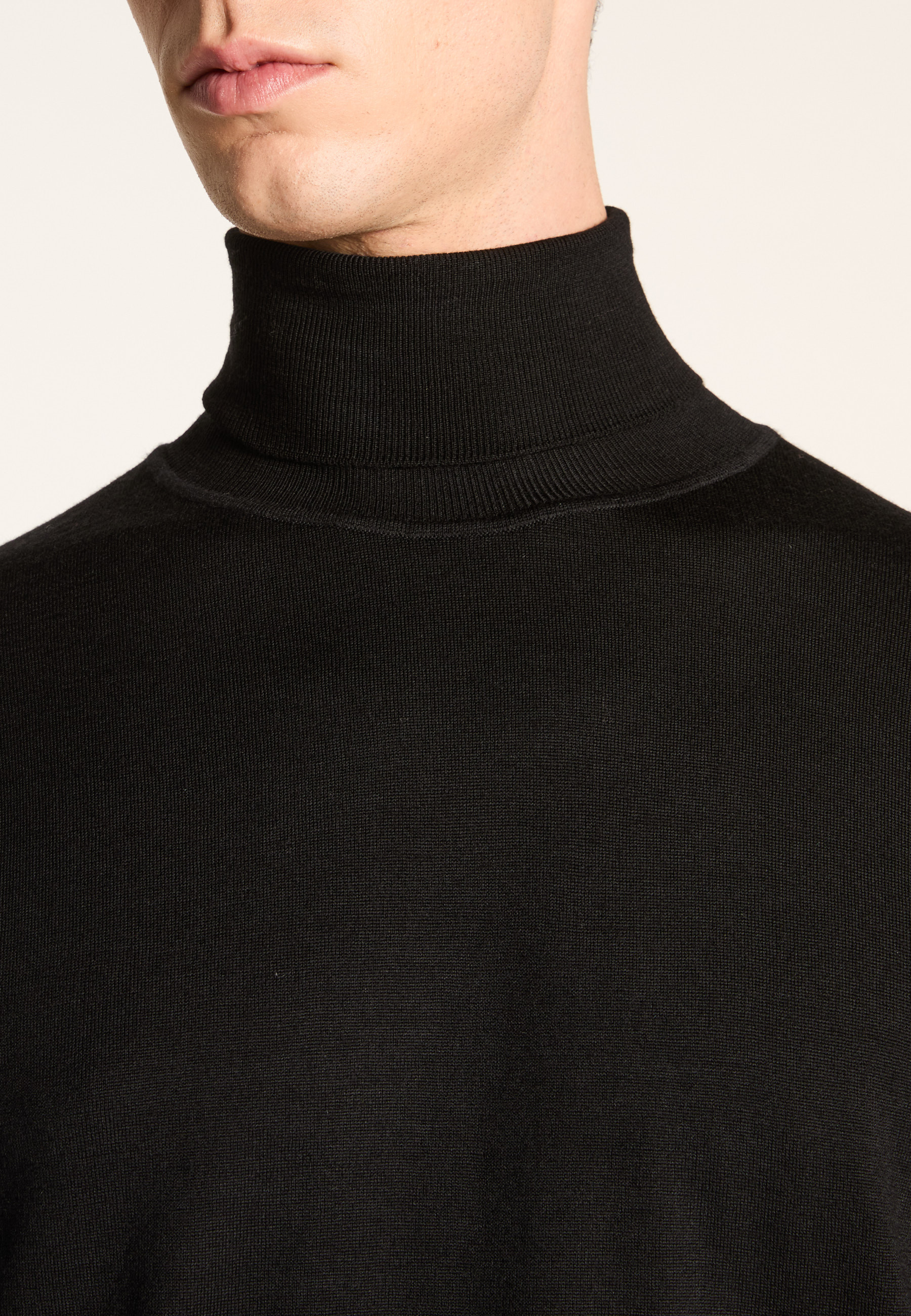 Merino wool roll-neck sweater MAISON MONTAGUT Black