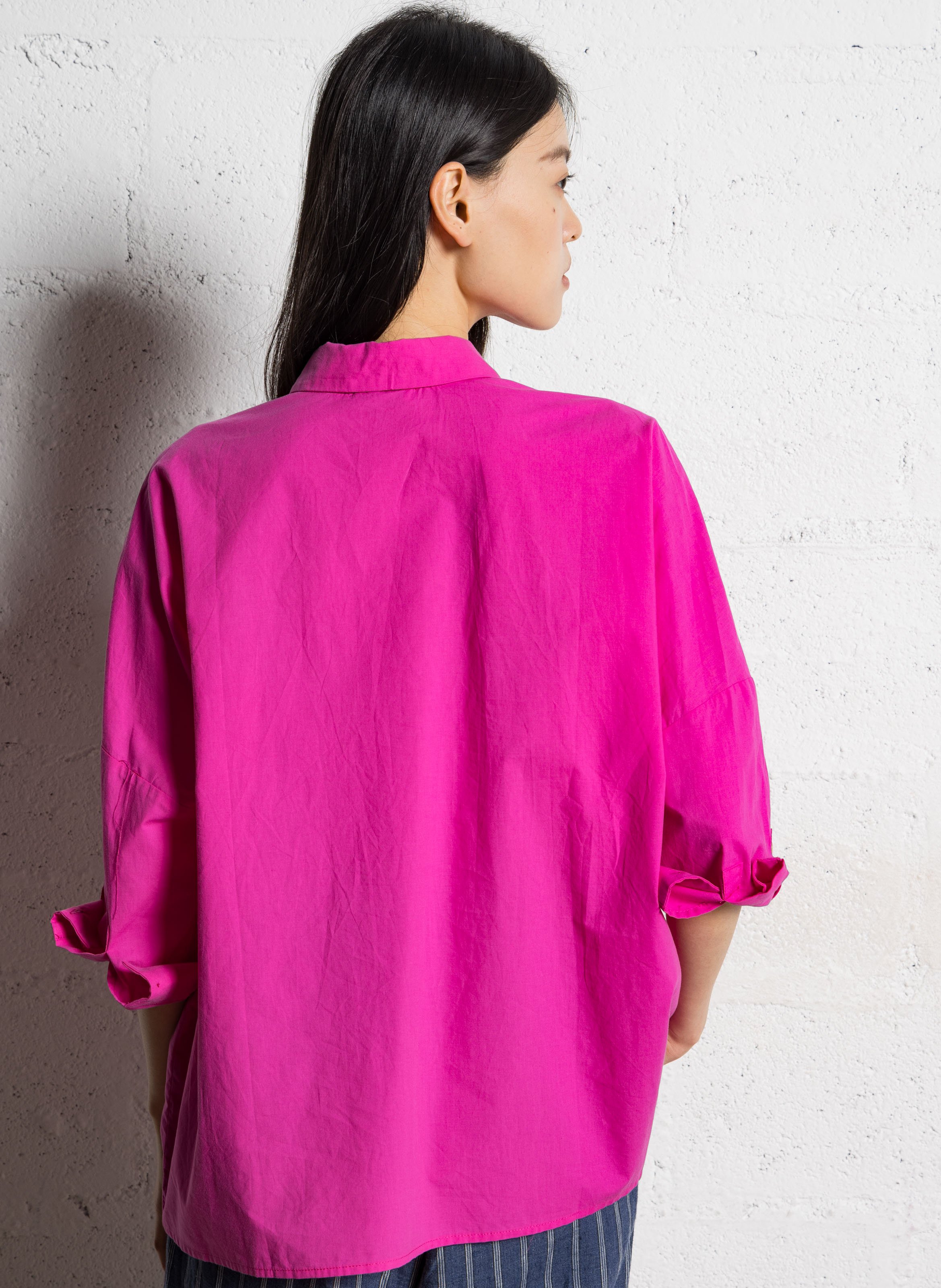 Oversized cotton shirt with classic collar JC SOPHIE Pink