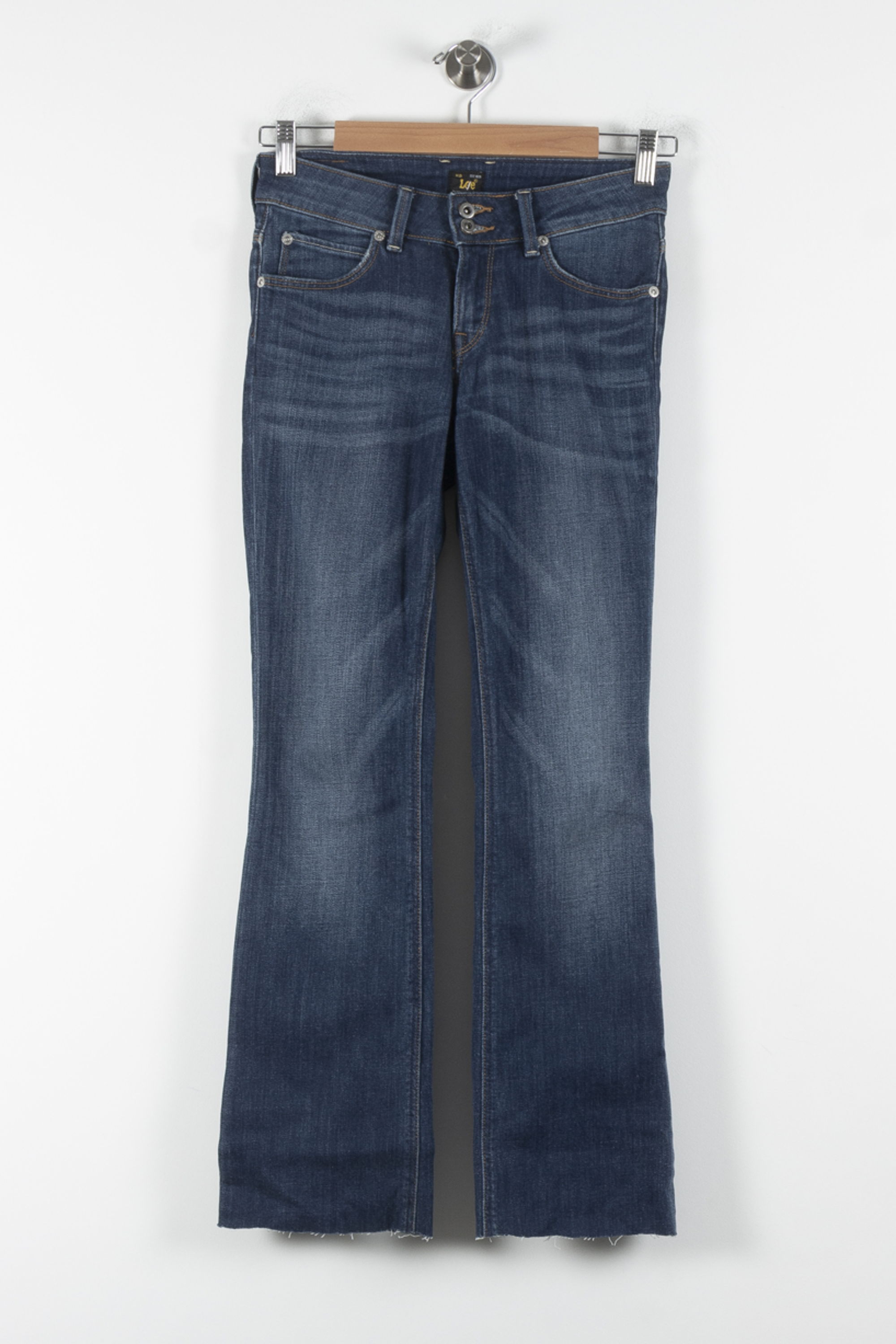 Cropped slim jeans with studs LEE - Seconde Main Blue