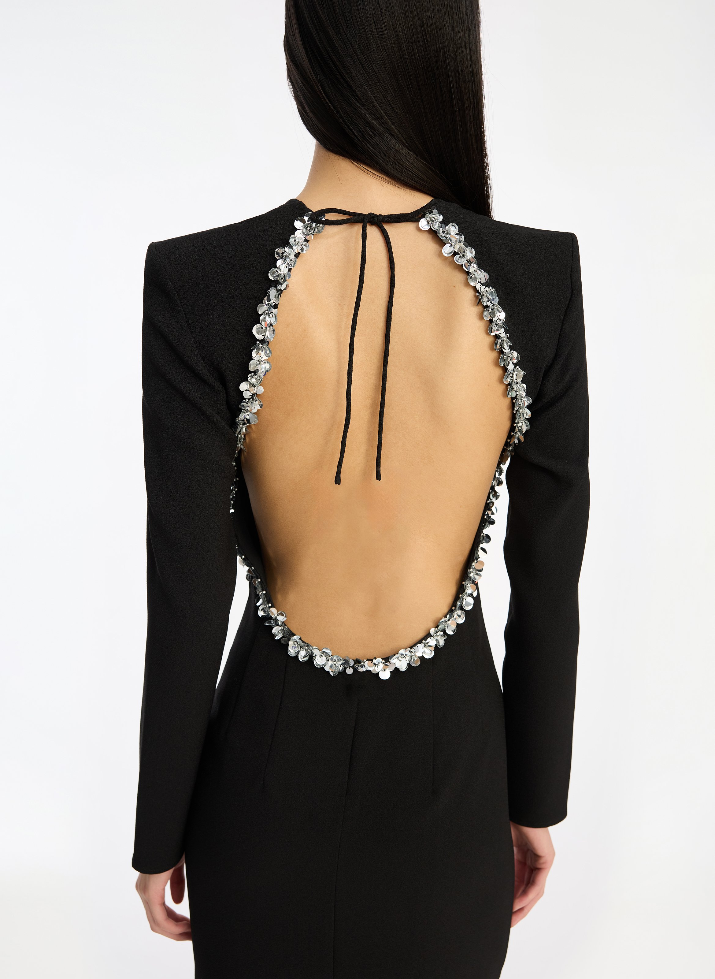 Fitted backless long dress ROTATE Black