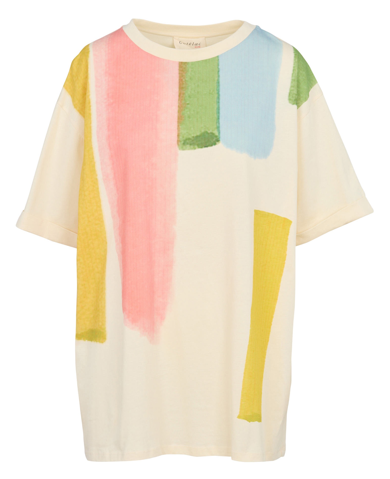Long printed organic cotton T-shirt ACOTE White