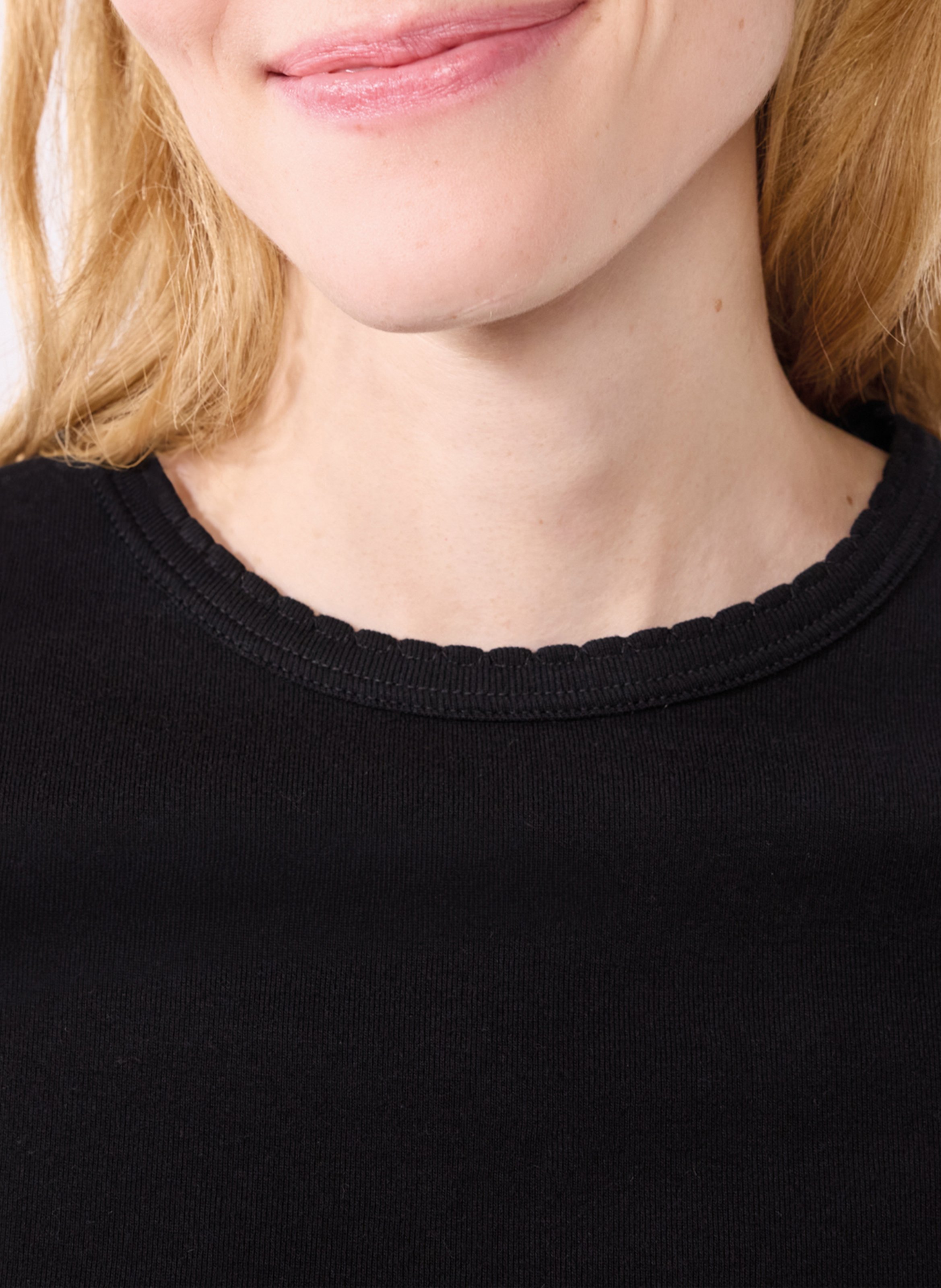 Fitted round-neck cotton T-shirt PETIT BATEAU Black