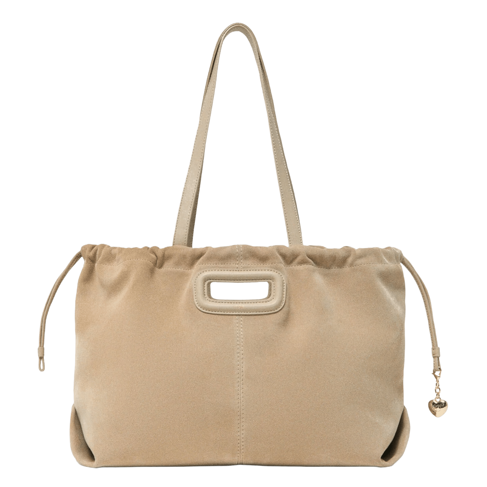 Buideltas van getextureerd leer met veters MAJE Bruin