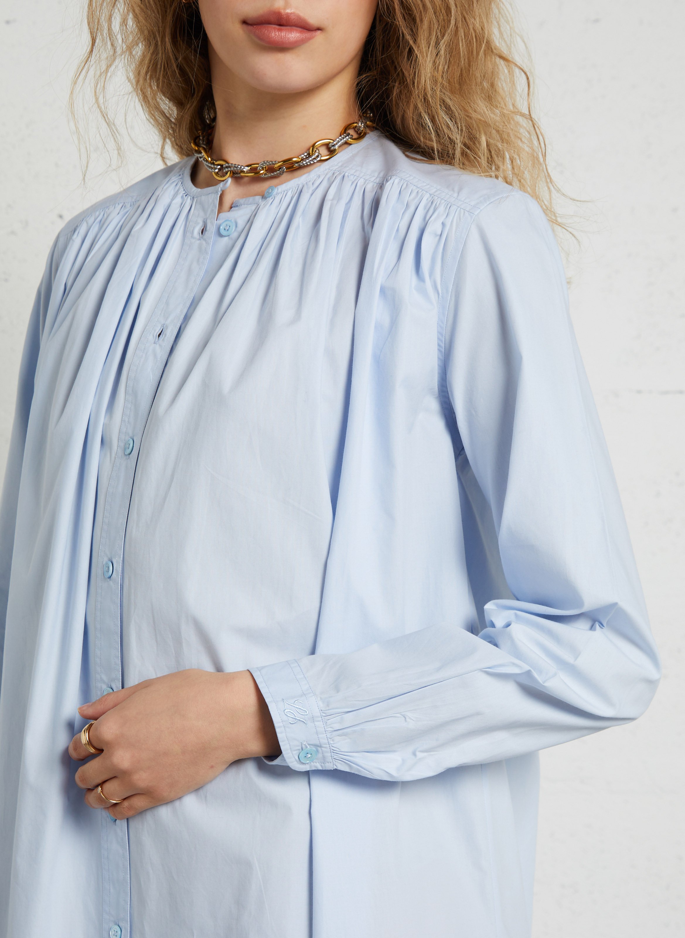 Solid straight buttoned long dress LAURENCE BRAS Blue