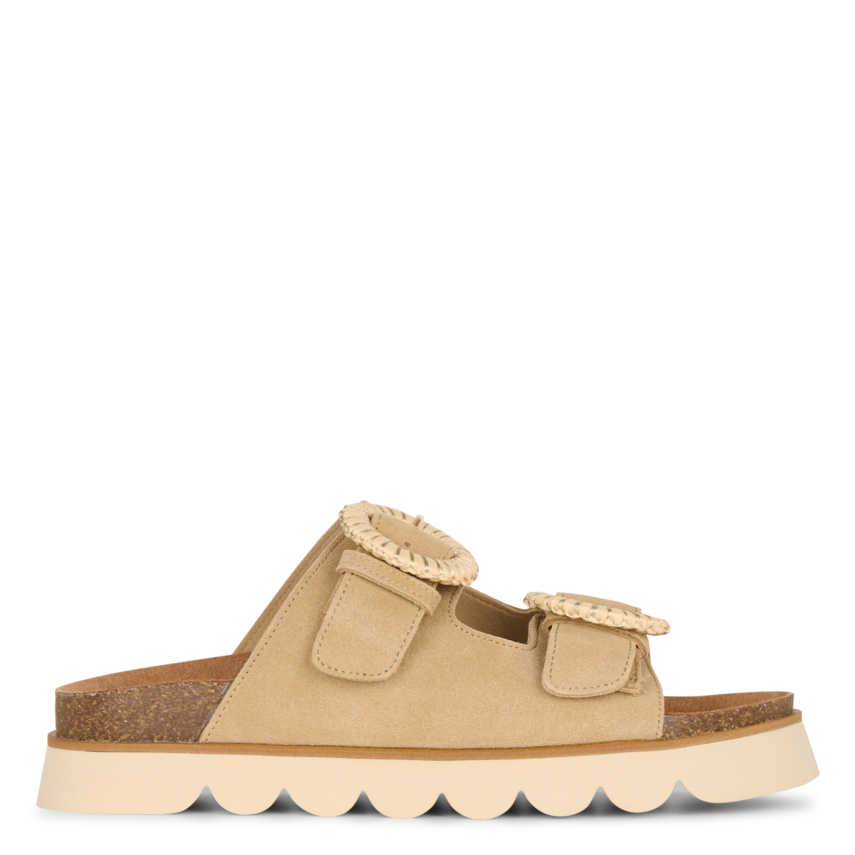 Sandales compensées en cuir mélangé NO NAME Beige