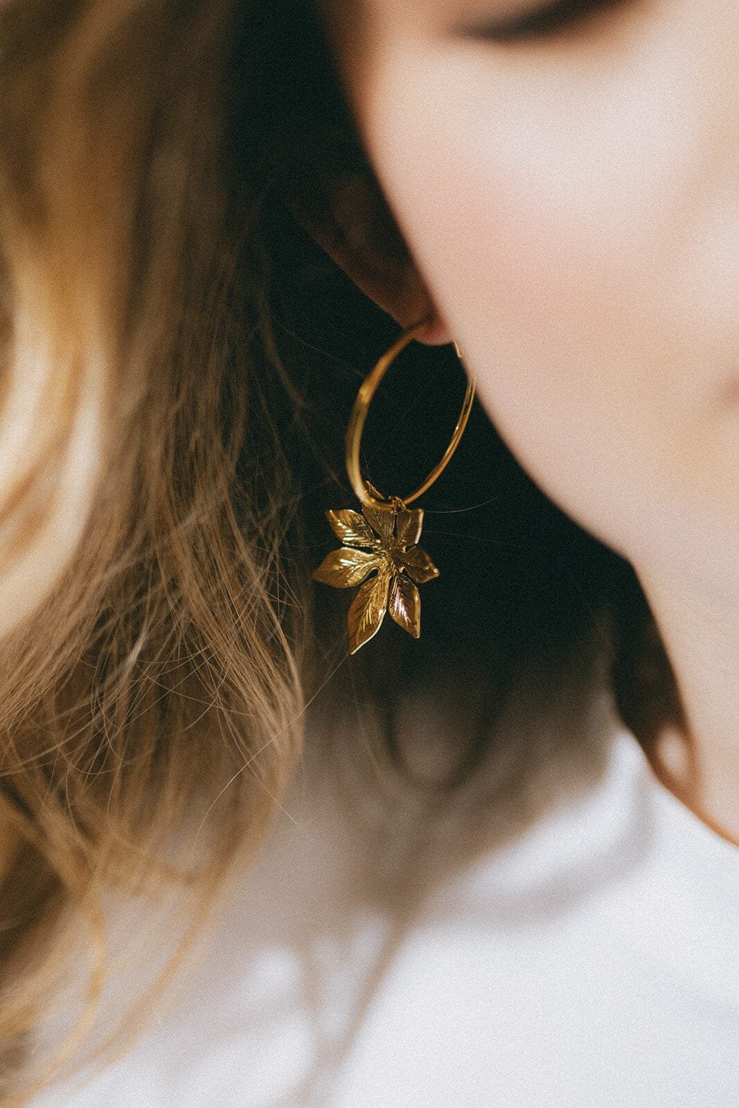 Small silver-plated flower hoop earrings MONSIEUR SIMONE Golden