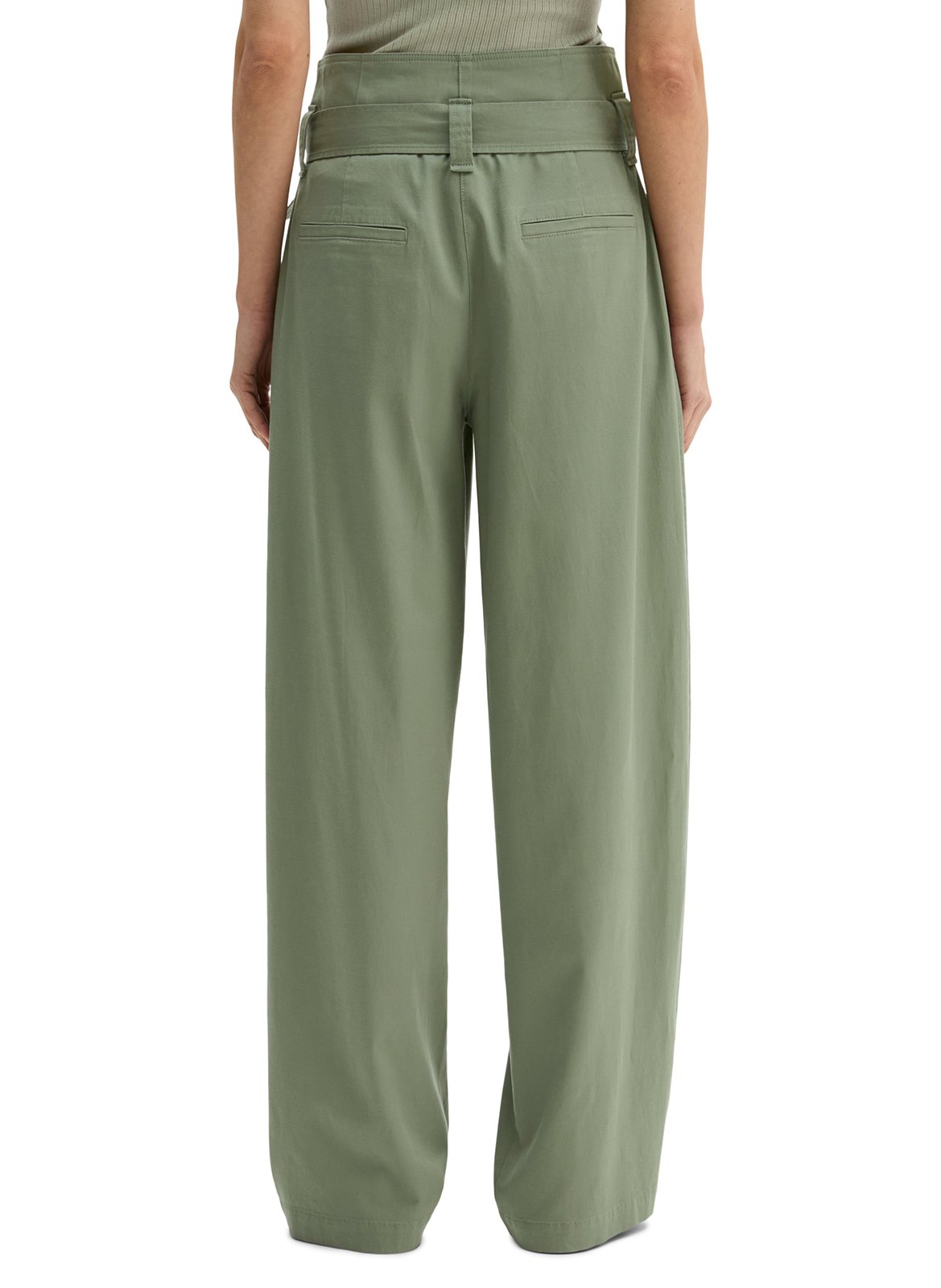 Rechttoe-rechtaan pantalon met plooien en riem MARC O'POLO Groen