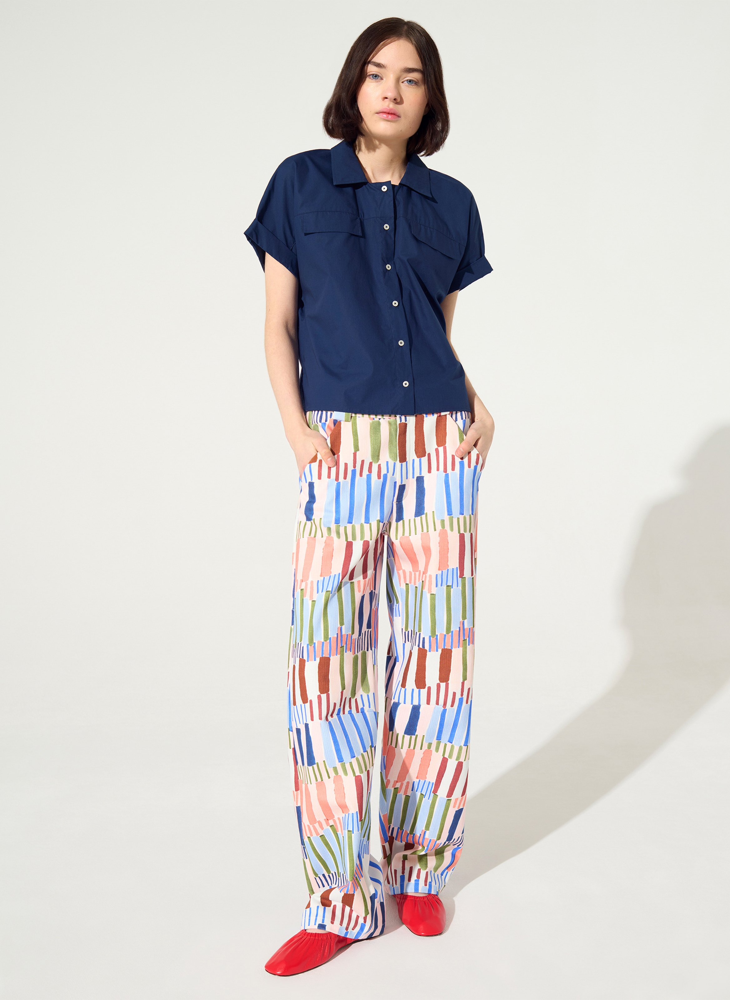 Chemise ample col classique en coton bio COTELAC ACOTE Bleu