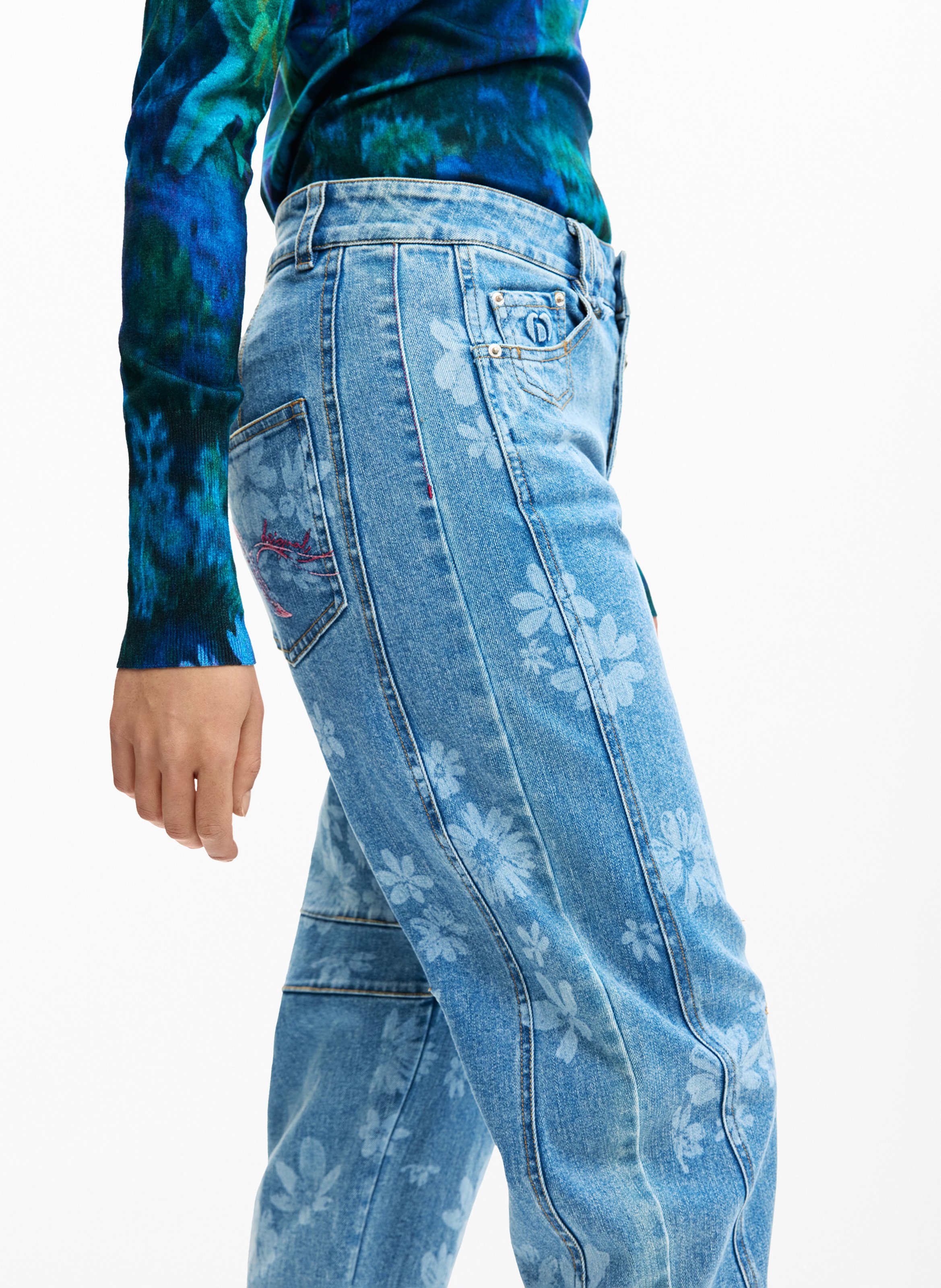 Rechte jeans met bloemenprint DESIGUAL Blauw