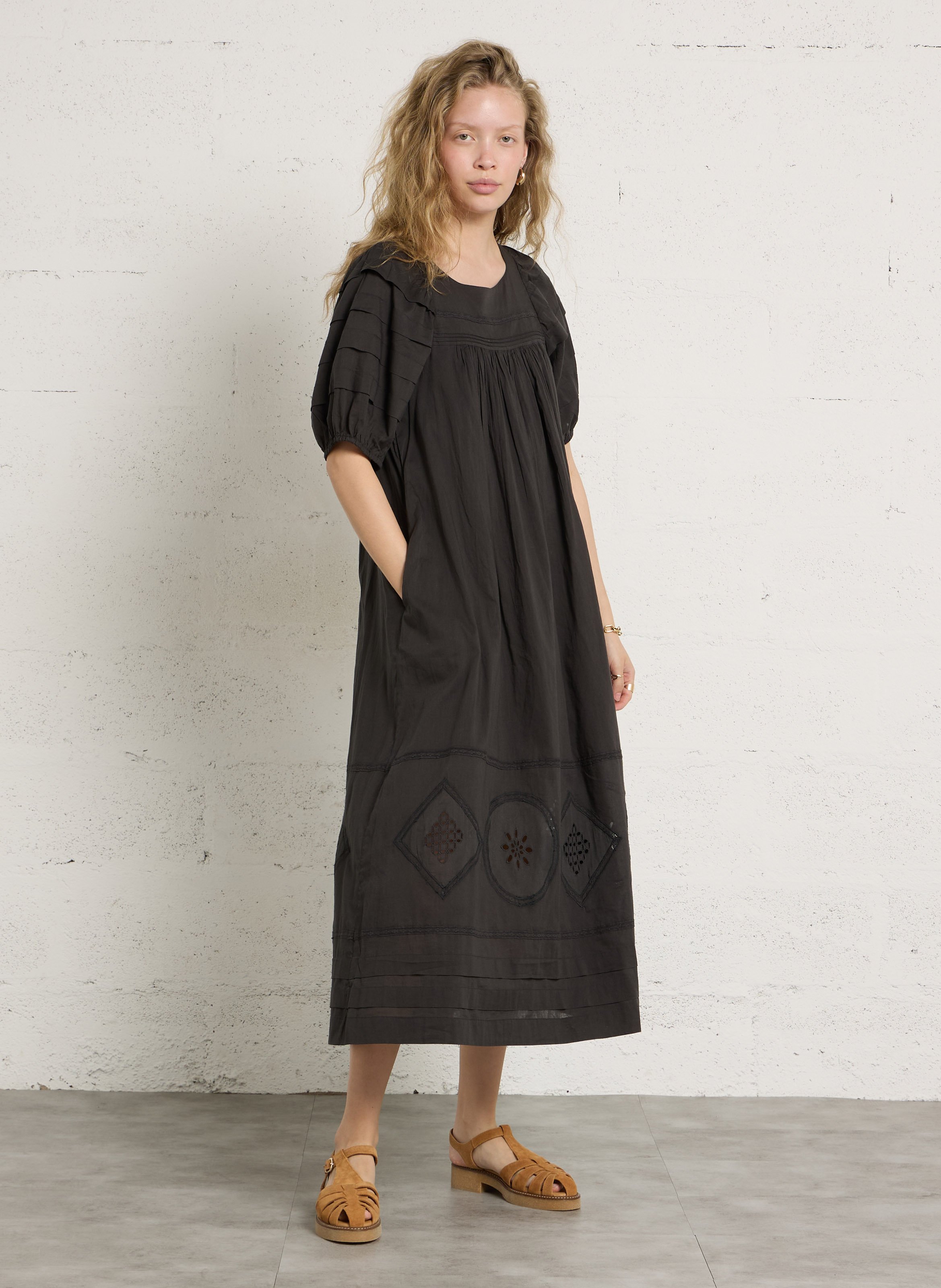 Long loose-fit organic cotton dress LEON & HARPER Grey