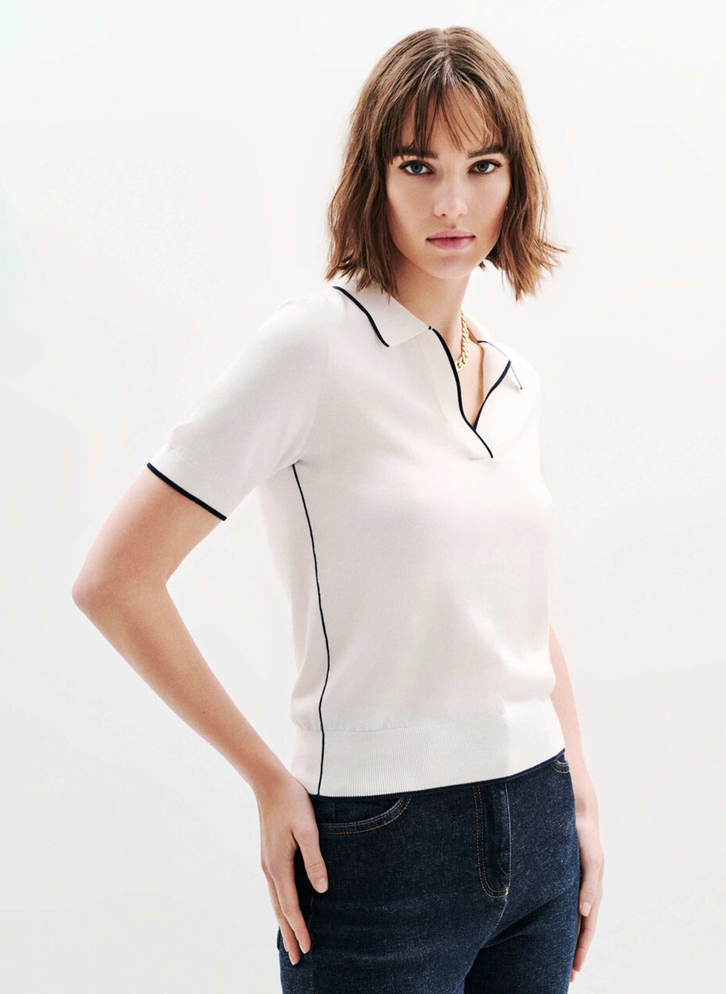 Gerader Pullover mit klassischem Kragen CAROLL