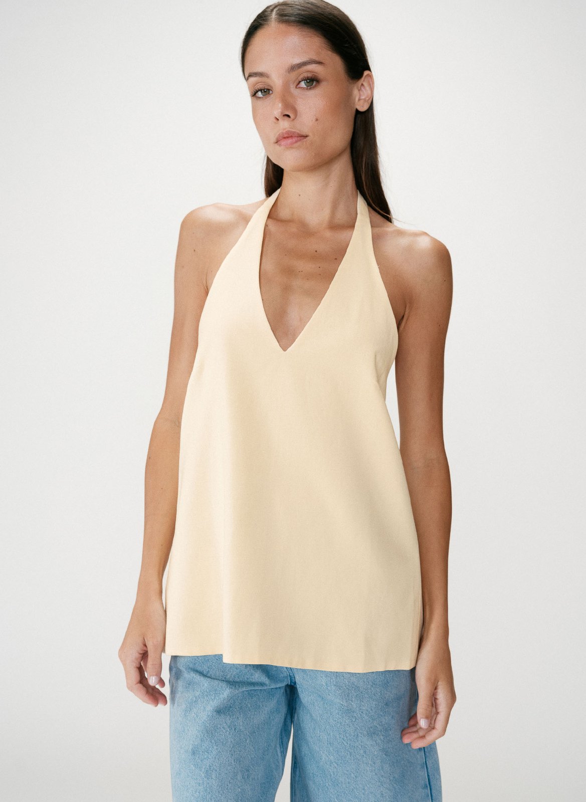 Buttoned printed V-neck top GRACE ET MILA