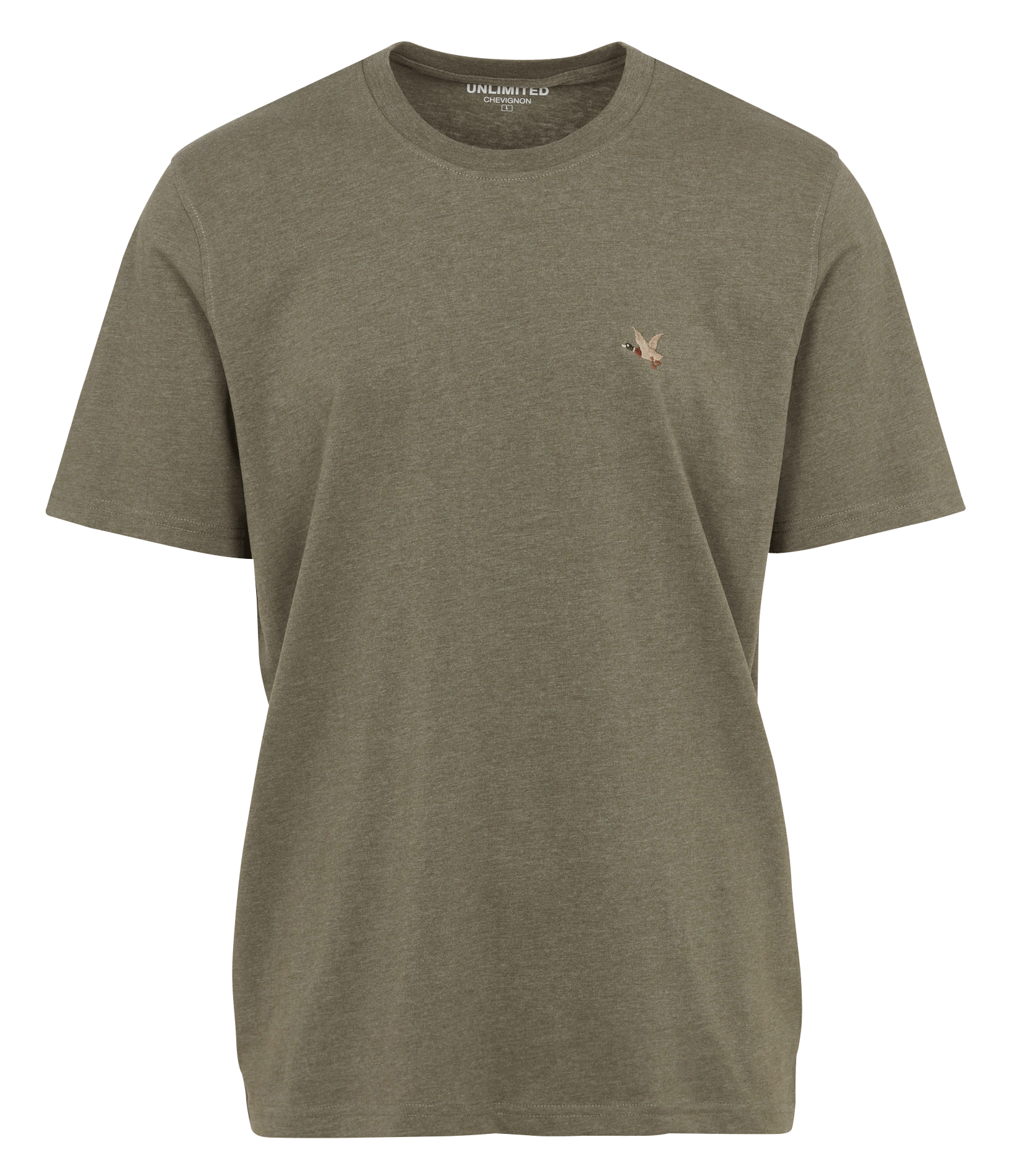 Camiseta recta cuello redondo lisa con logo bordado. CHEVIGNON